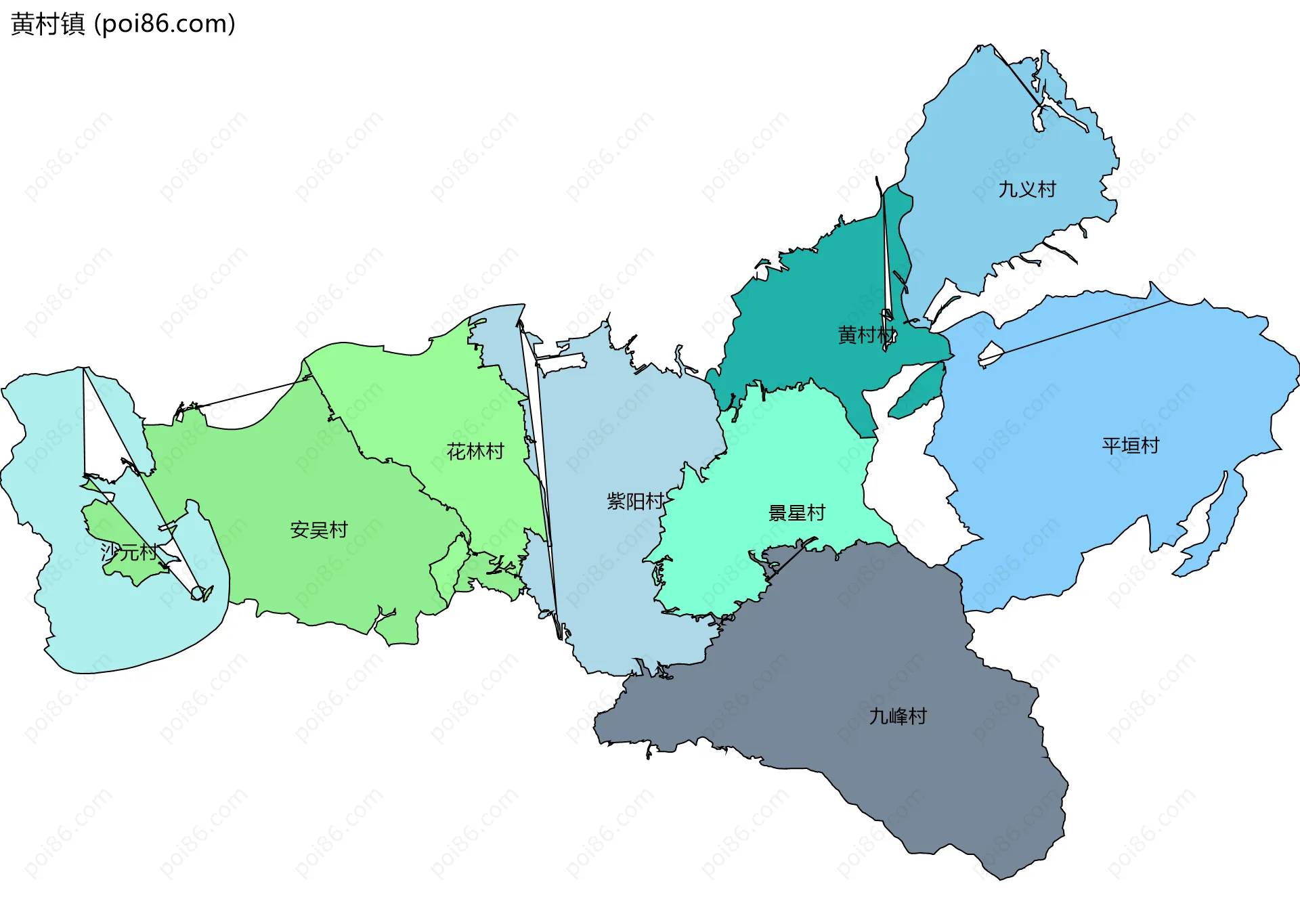 黄村镇边界地图(五级行政区划)