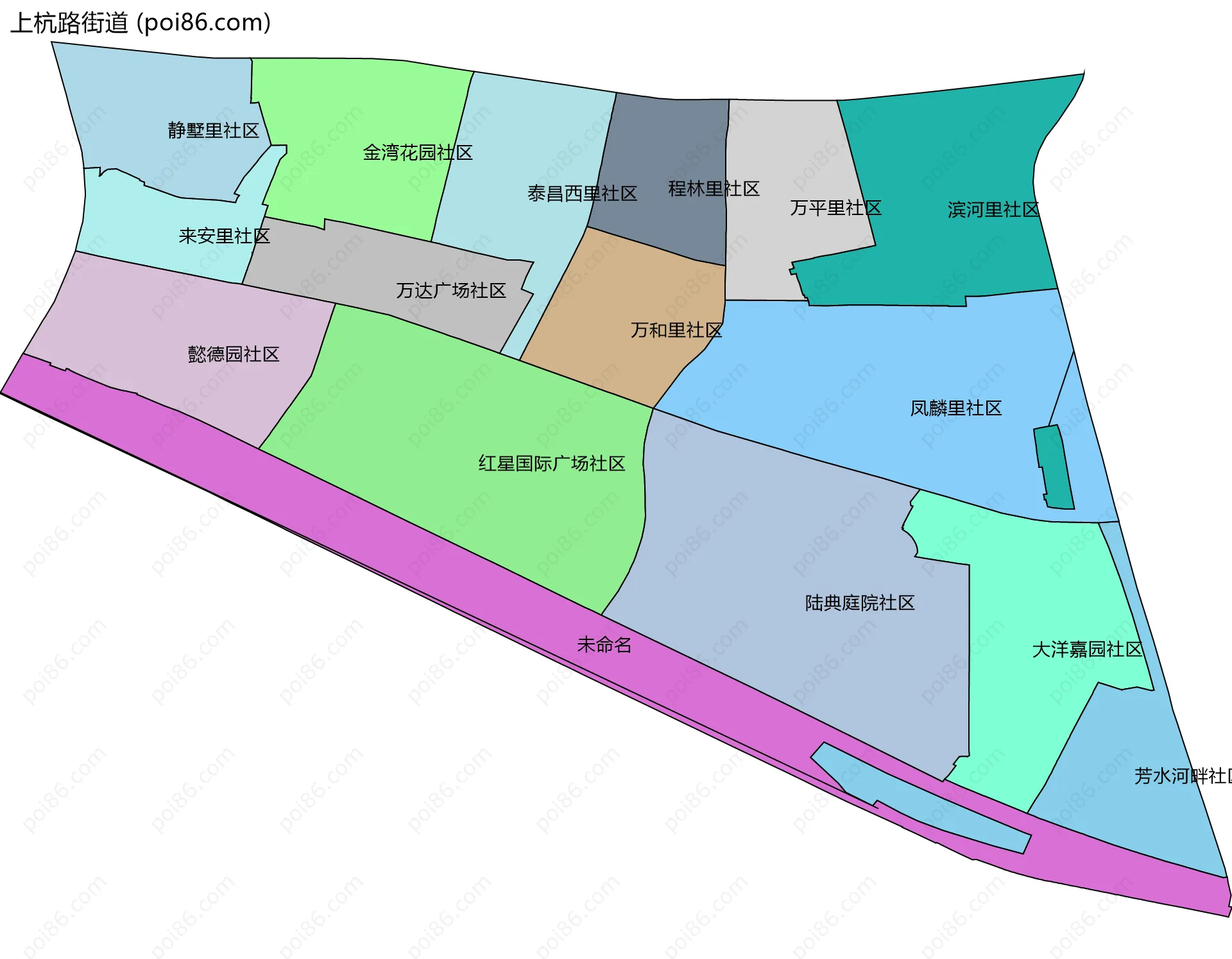 上杭路街道边界地图(五级行政区划)