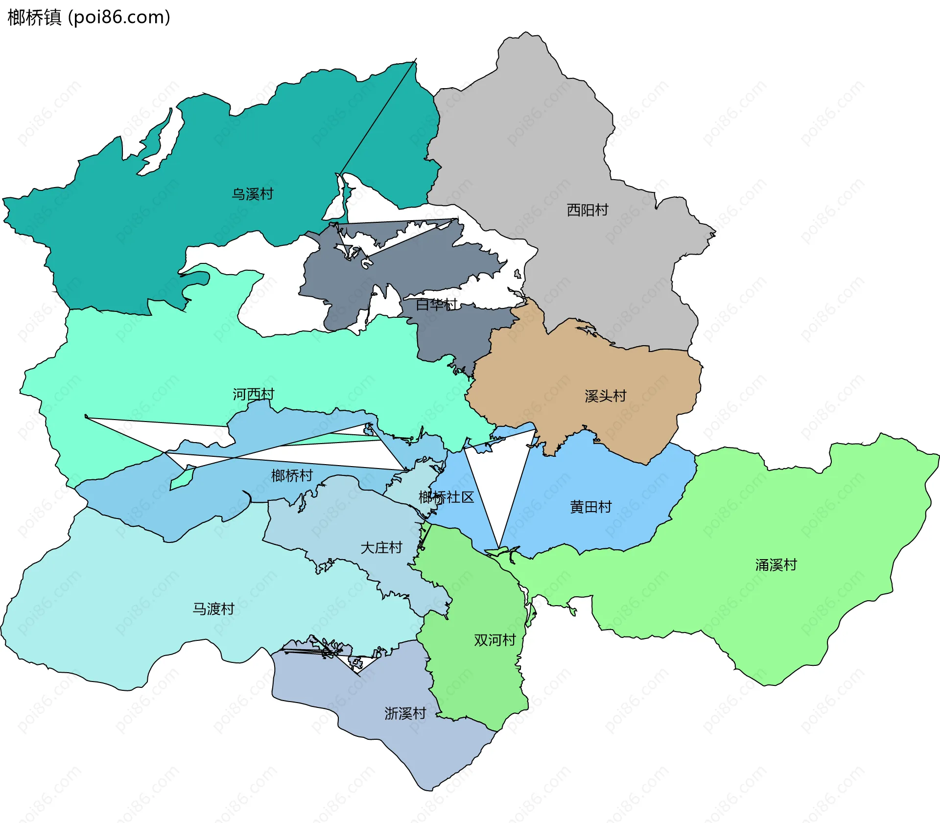 榔桥镇边界地图(五级行政区划)