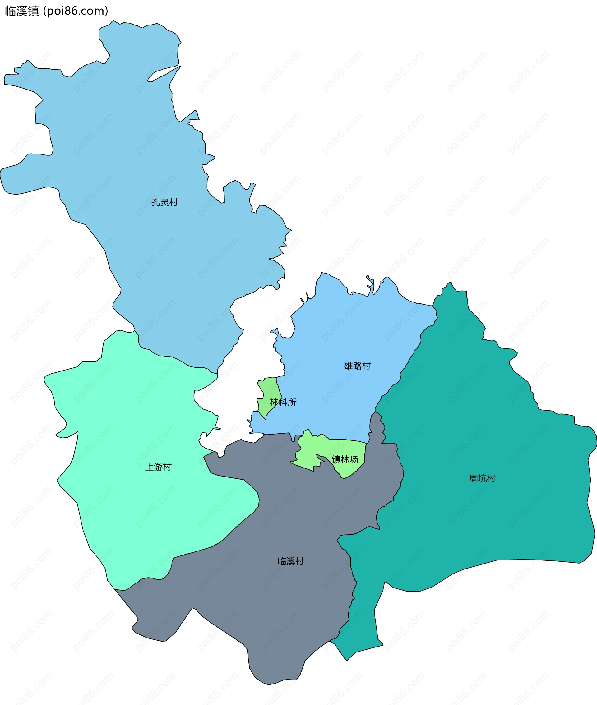 临溪镇边界地图(五级行政区划)