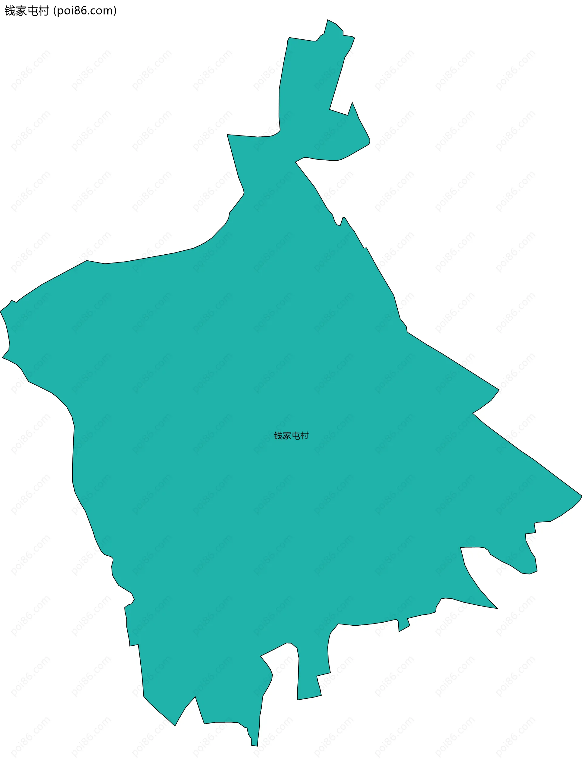 钱家屯村边界地图