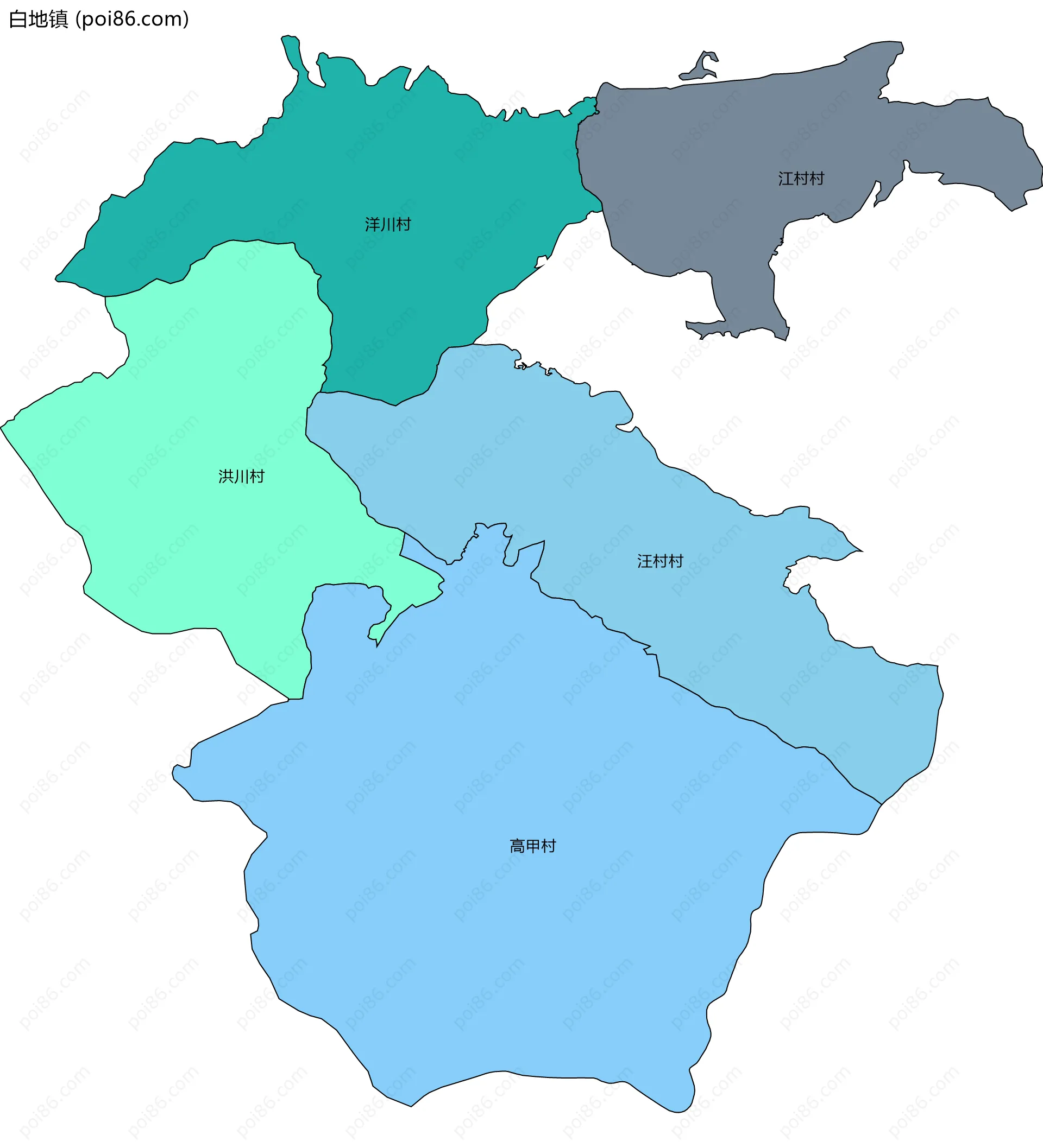 白地镇边界地图(五级行政区划)