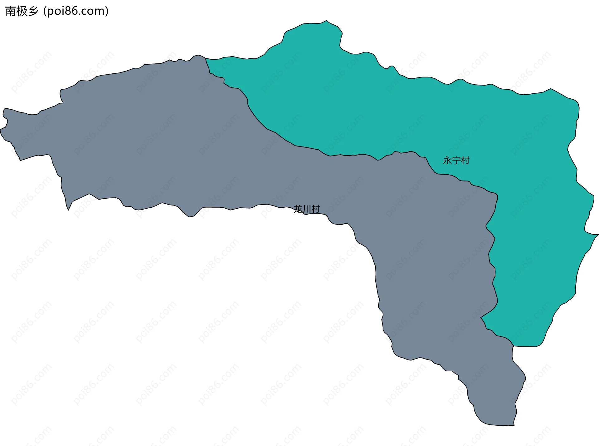 南极乡边界地图(五级行政区划)