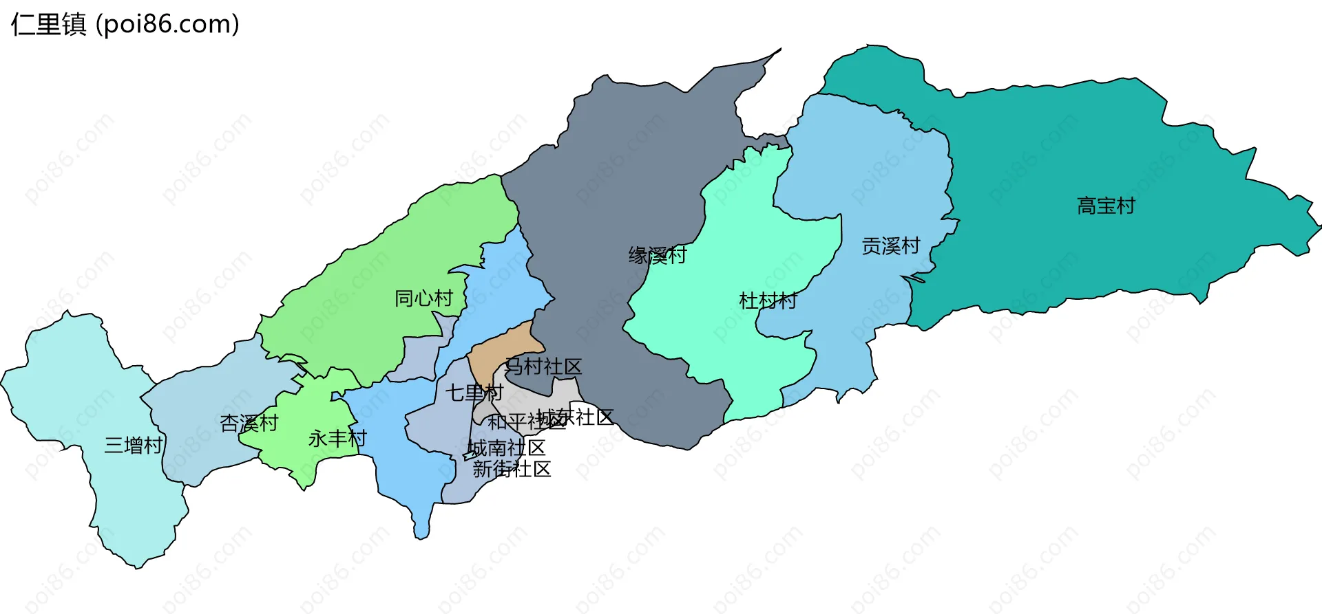 仁里镇边界地图(五级行政区划)