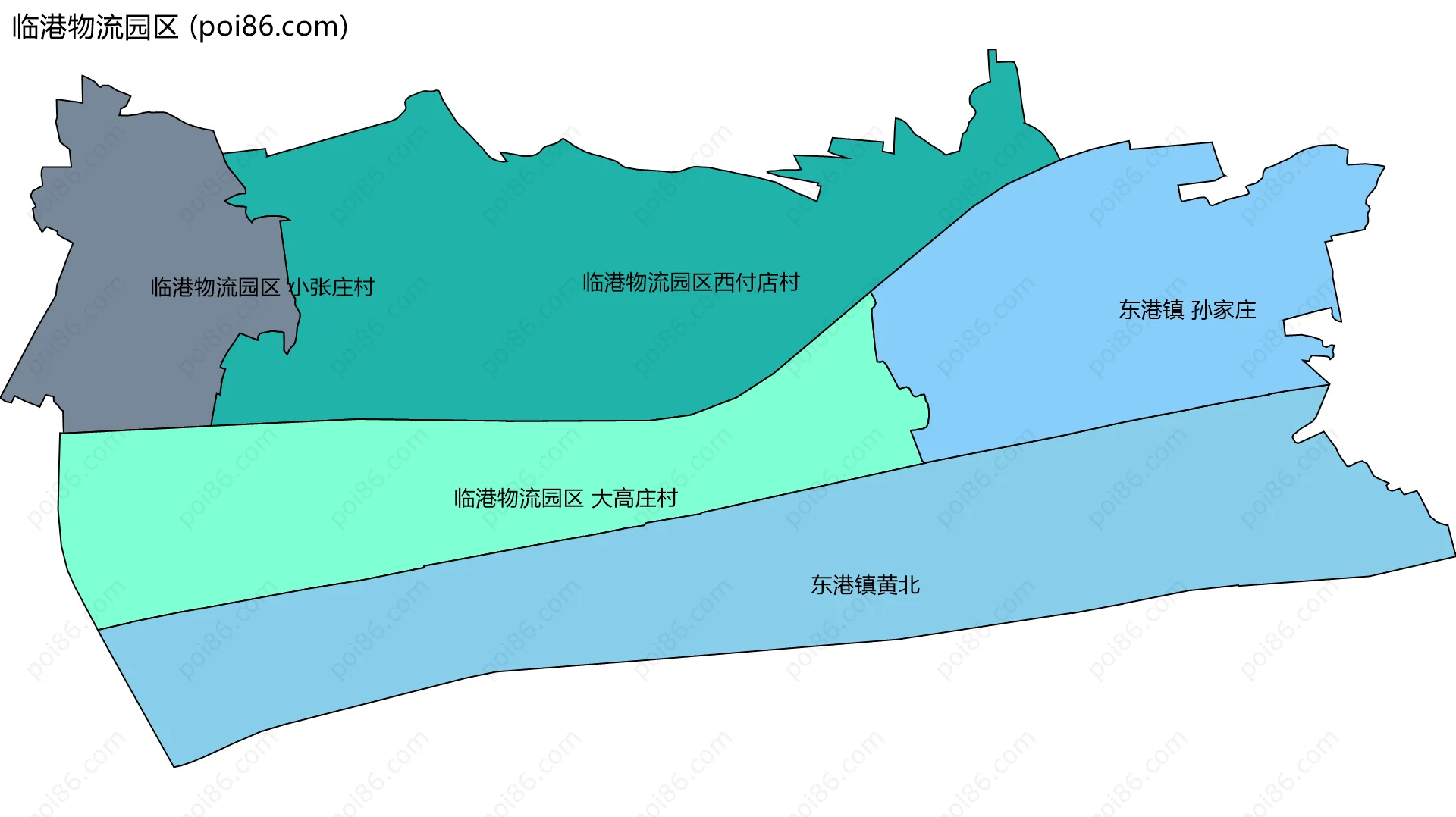 临港物流园区边界地图(五级行政区划)