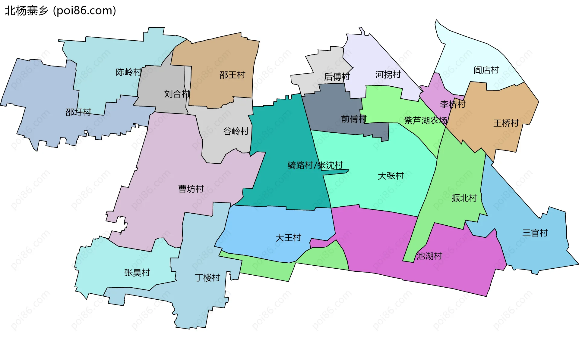 北杨寨乡边界地图(五级行政区划)