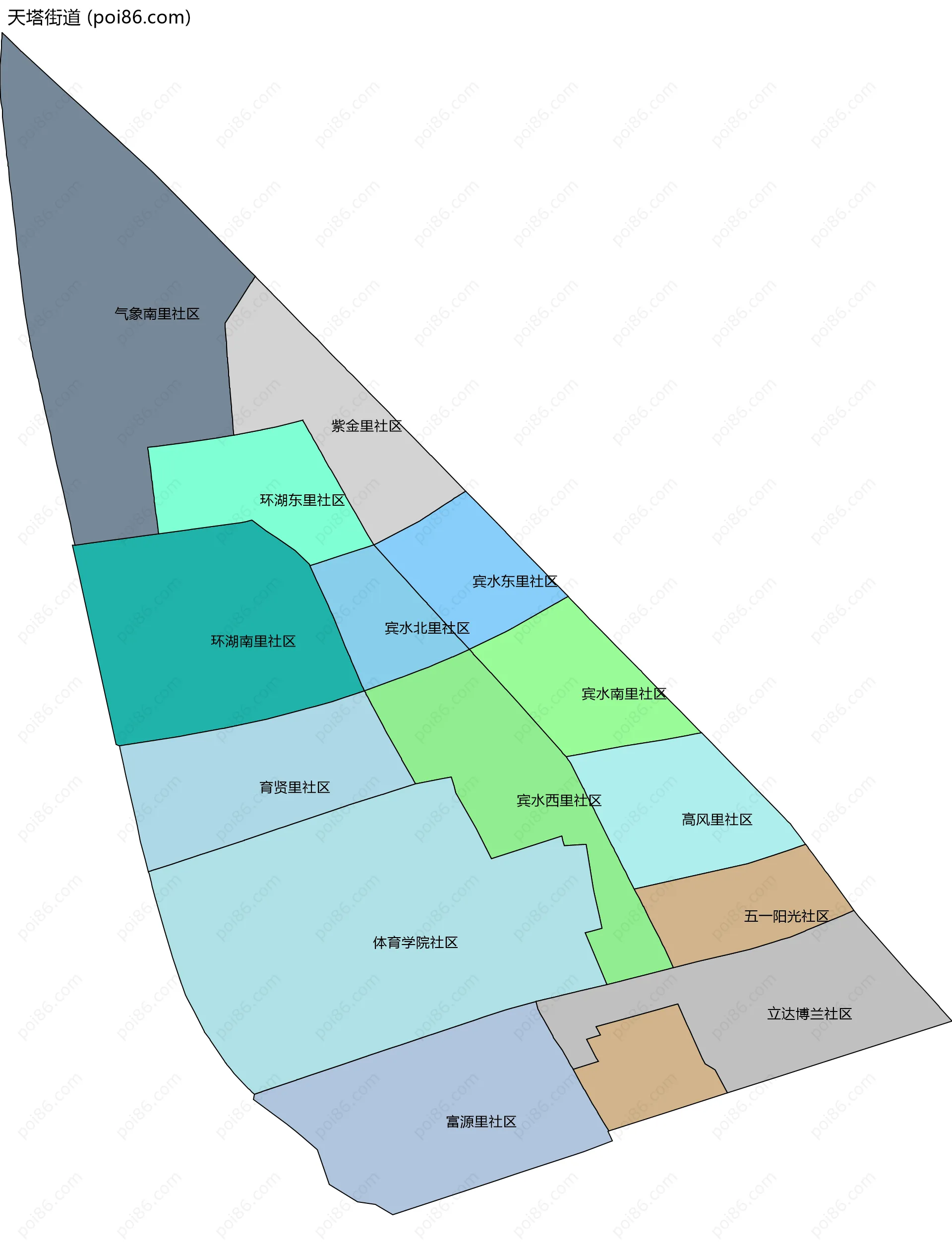 天塔街道边界地图(五级行政区划)