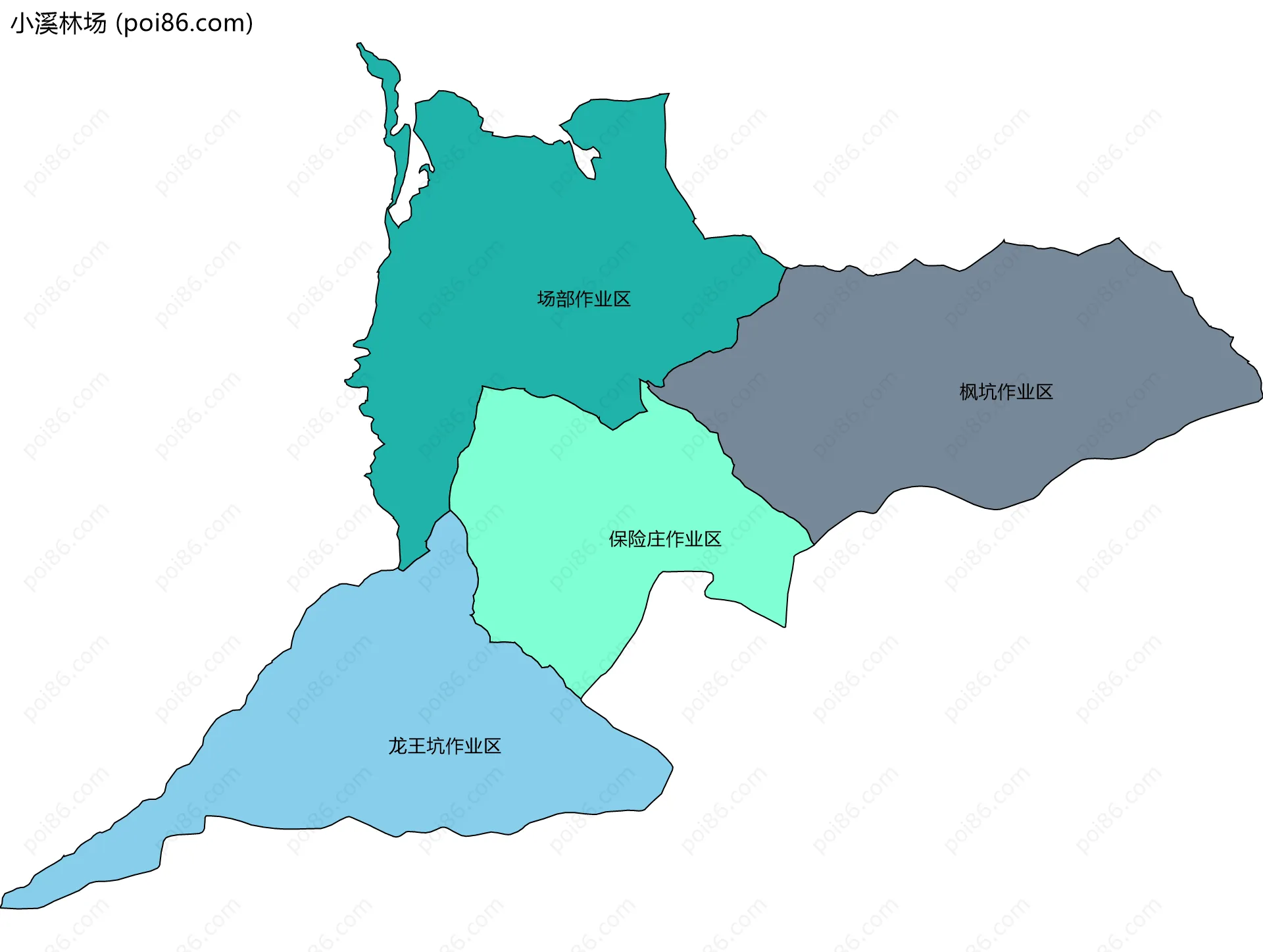 小溪林场边界地图(五级行政区划)