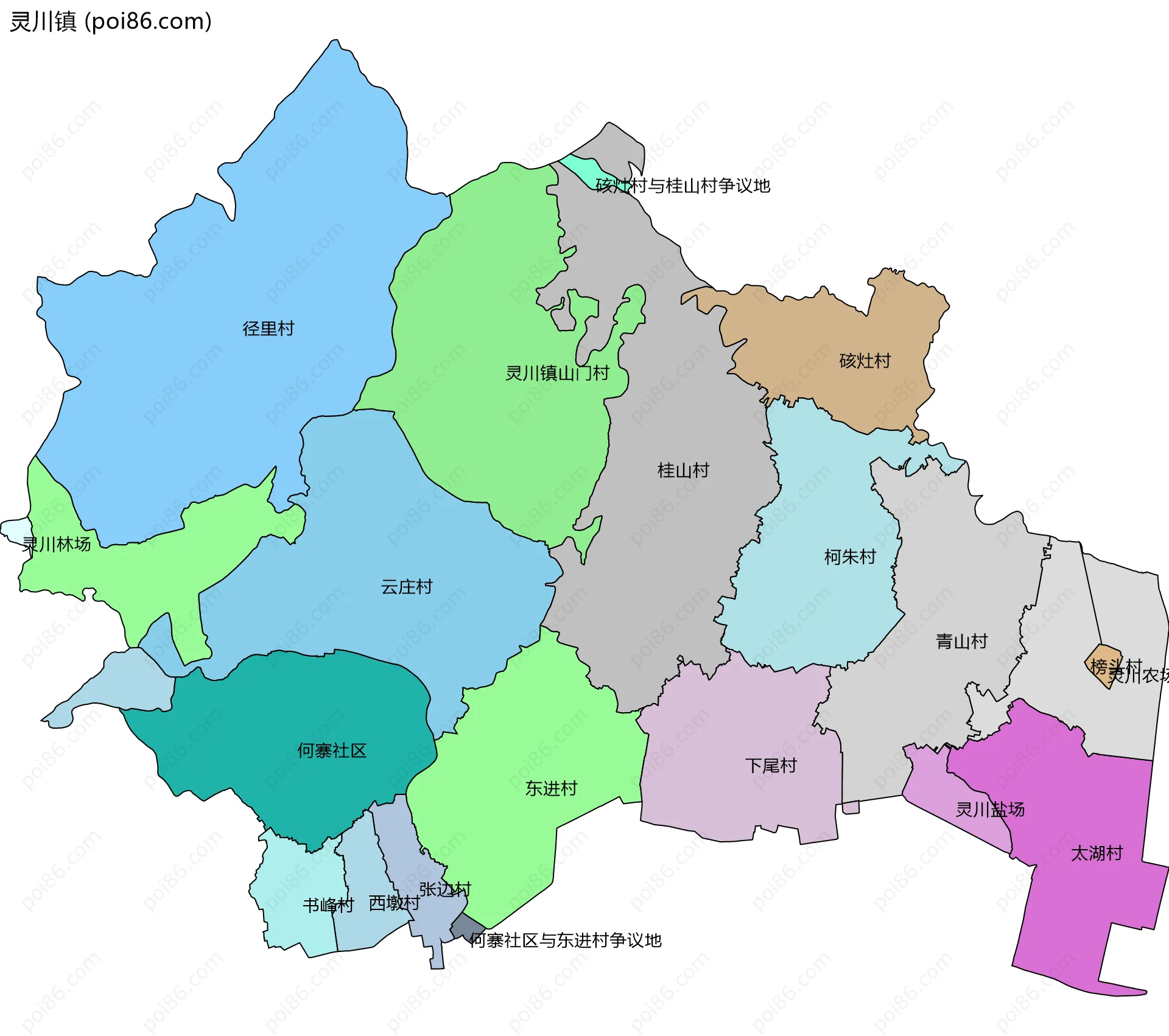 灵川镇边界地图(五级行政区划)