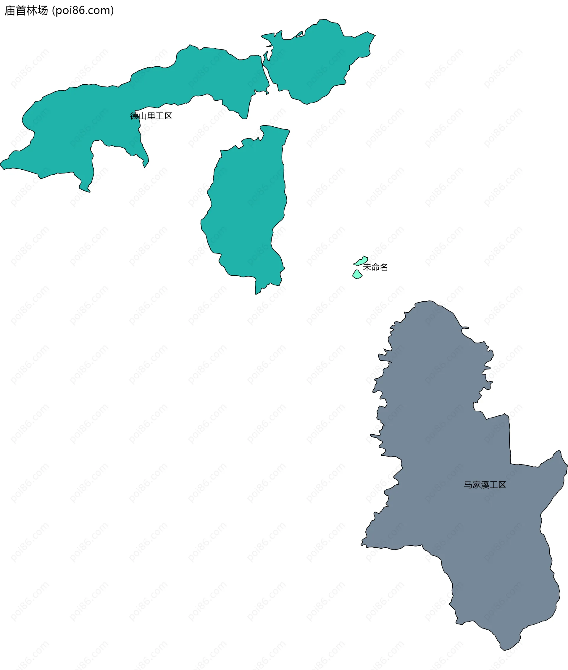 庙首林场边界地图(五级行政区划)