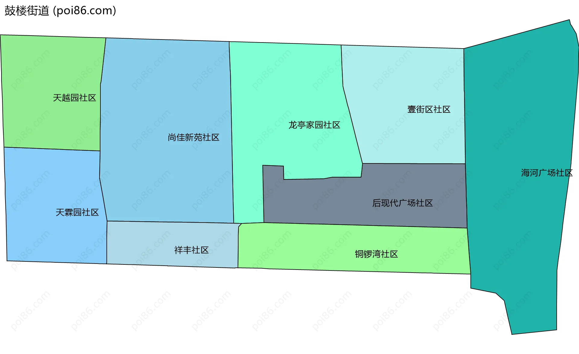 鼓楼街道边界地图(五级行政区划)