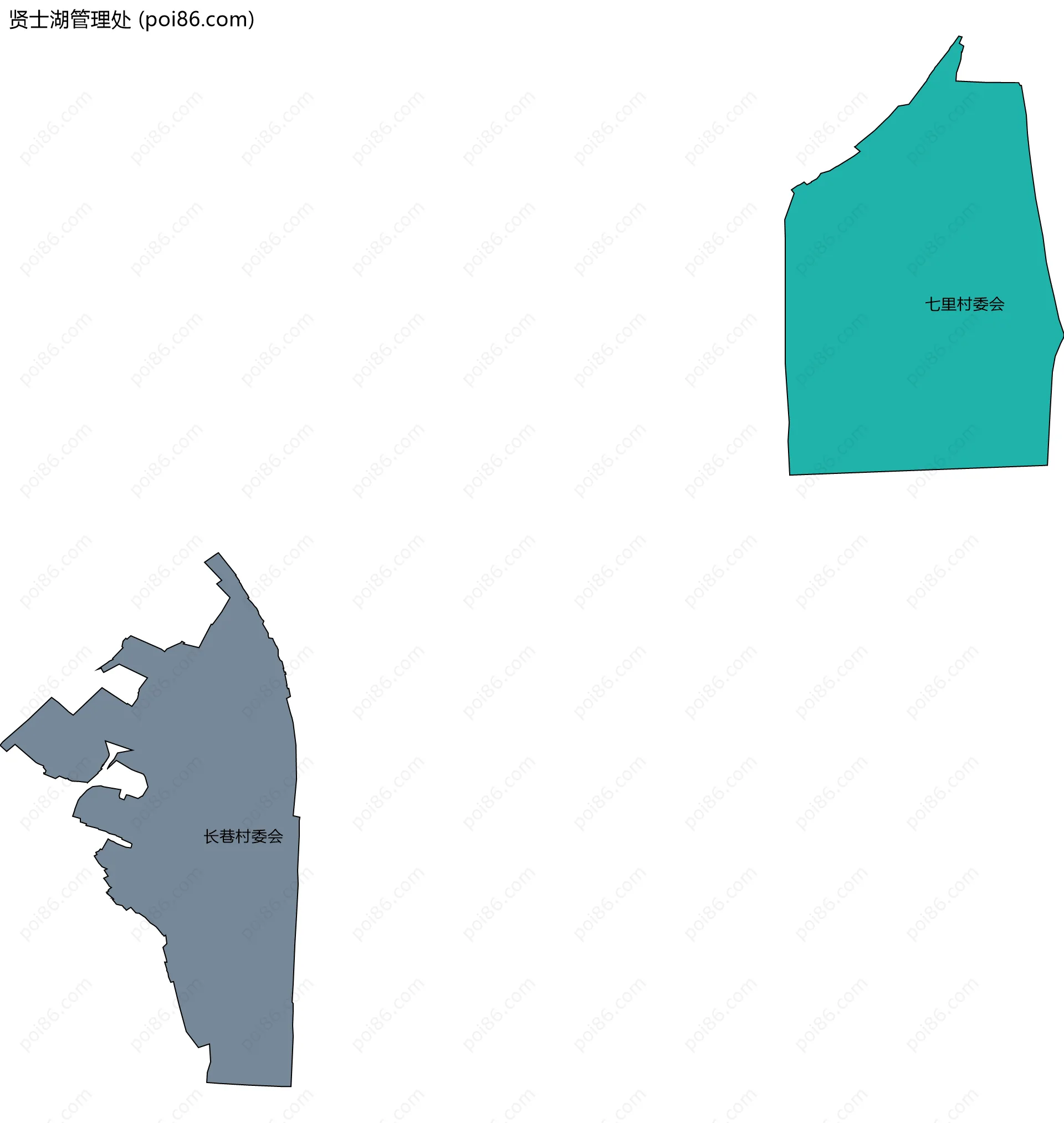 贤士湖管理处边界地图(五级行政区划)