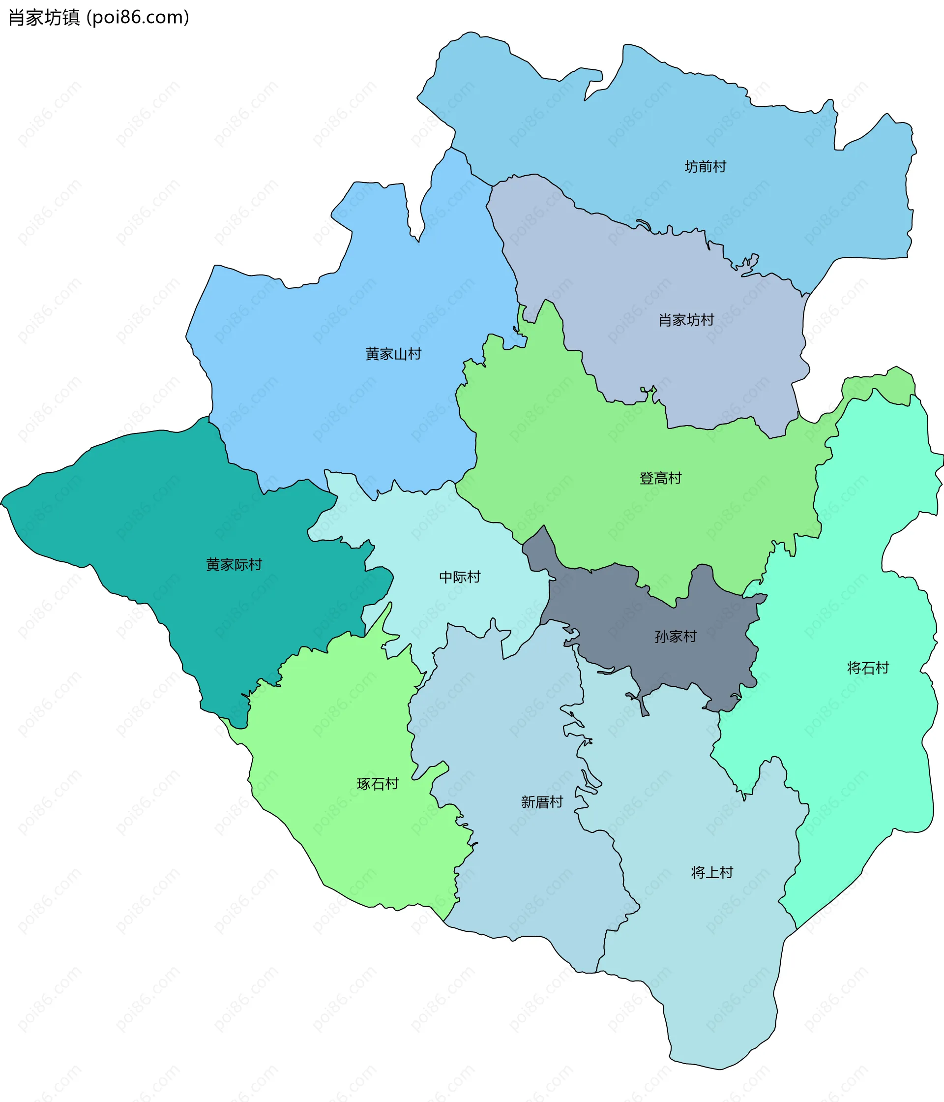 肖家坊镇边界地图(五级行政区划)