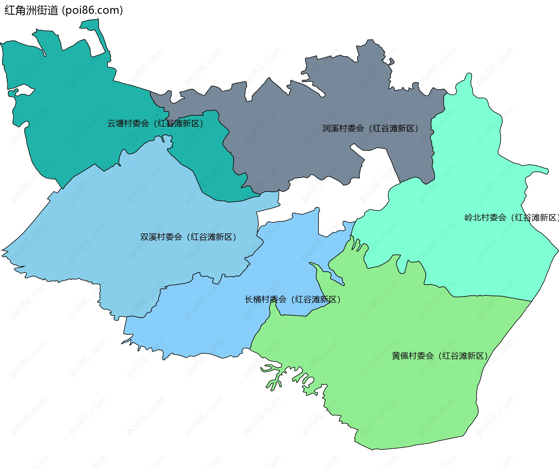 红角洲街道边界地图(五级行政区划)