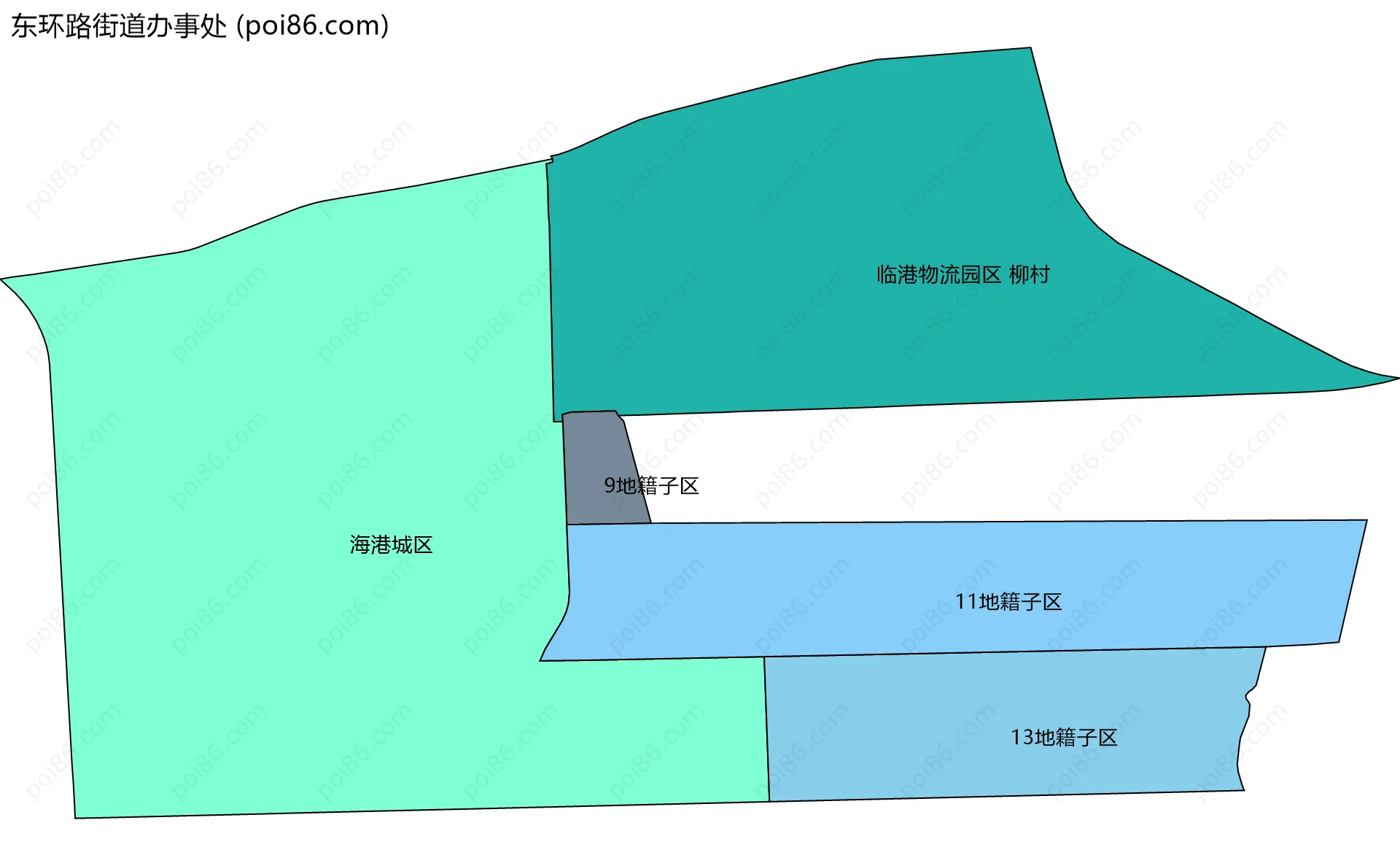 东环路街道办事处边界地图(五级行政区划)