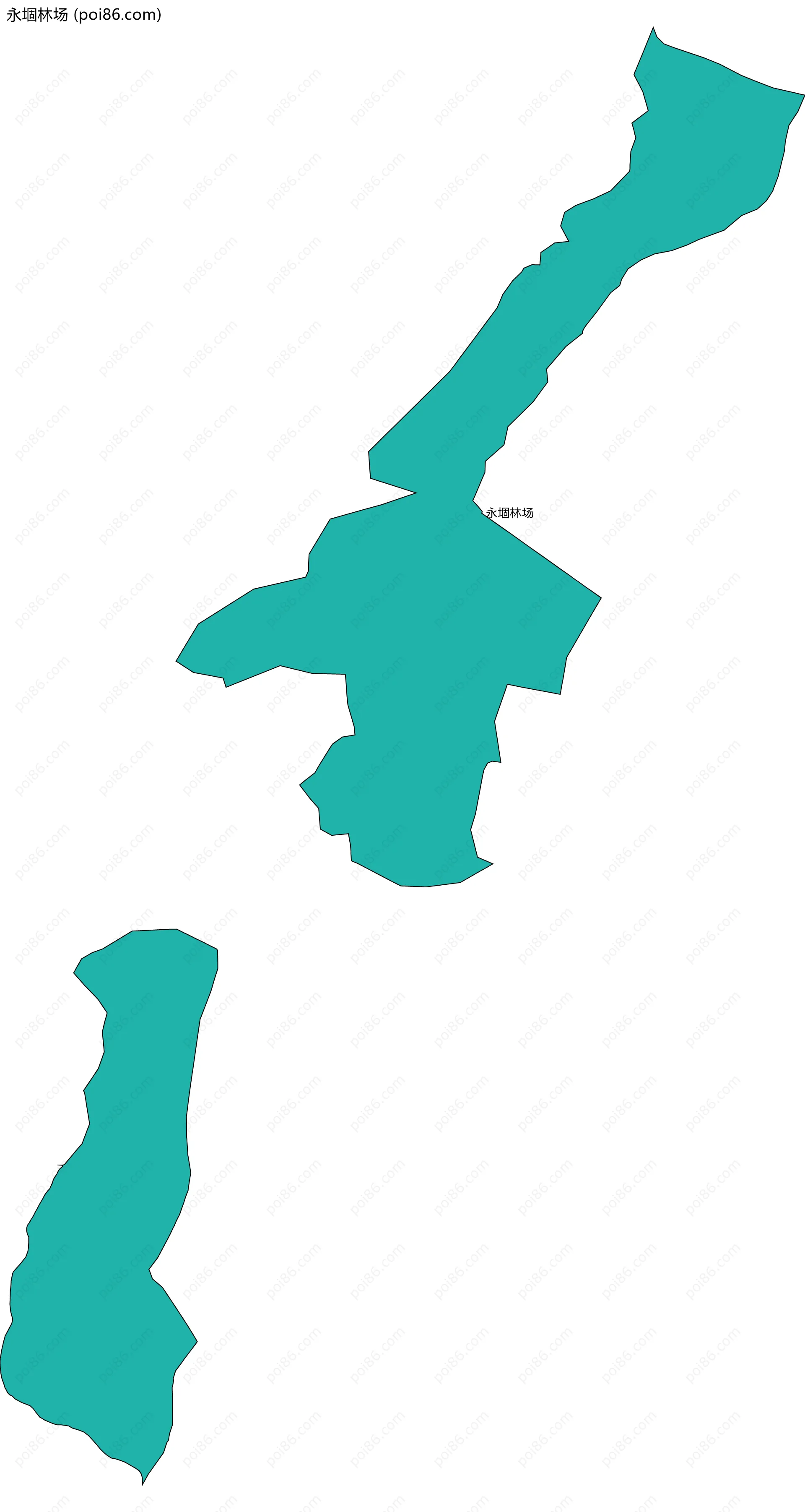 永堌林场边界地图(五级行政区划)