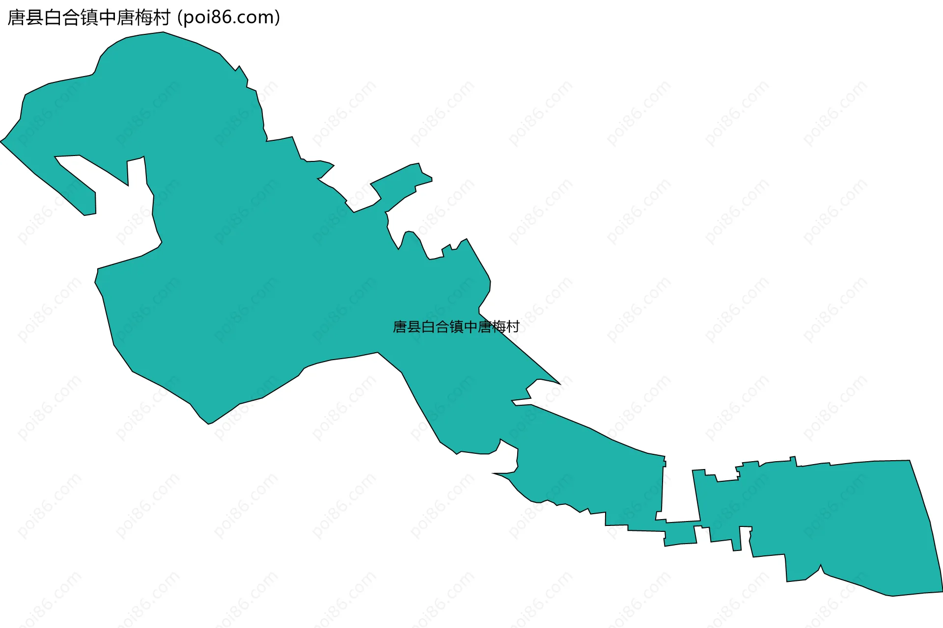 唐县白合镇中唐梅村边界地图