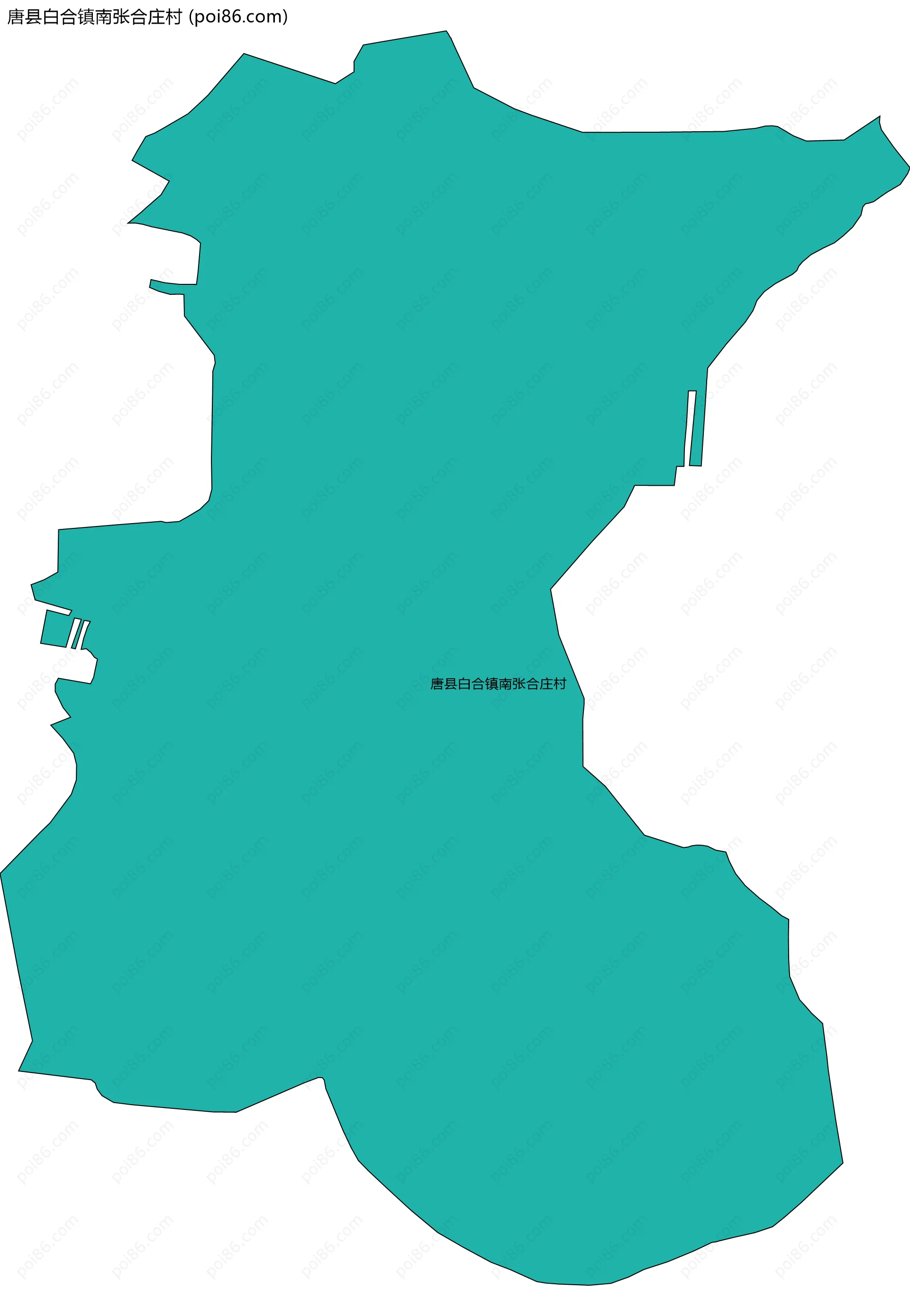 唐县白合镇南张合庄村边界地图
