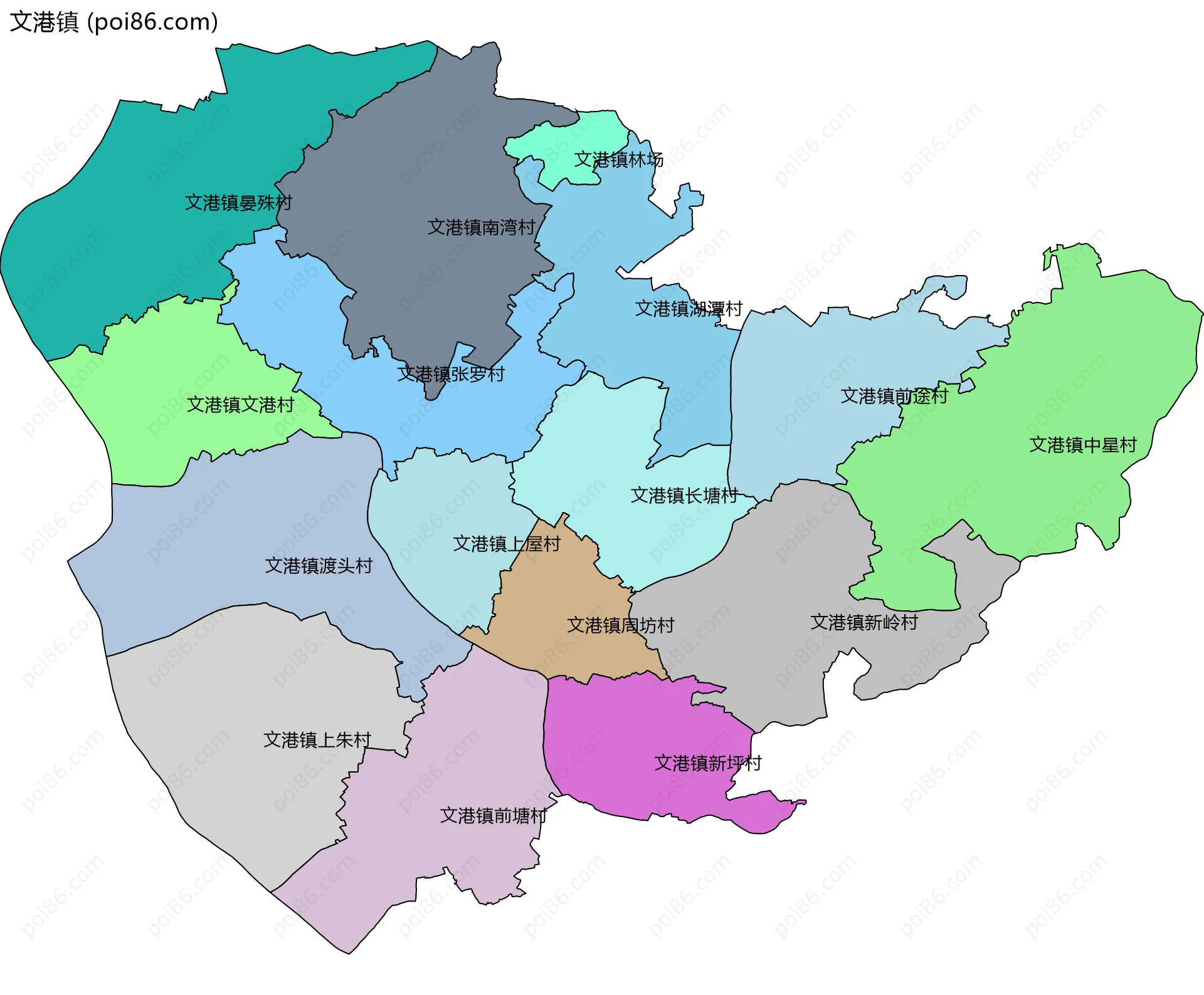 文港镇边界地图(五级行政区划)