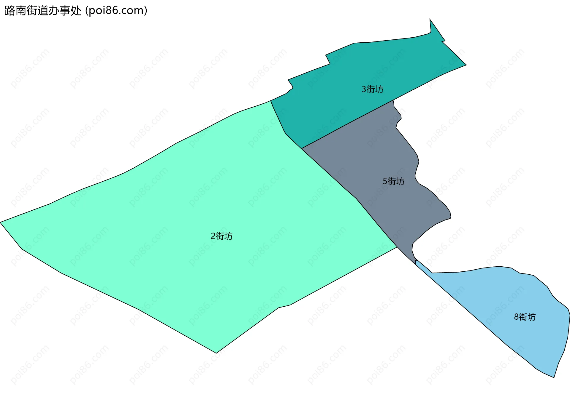 路南街道办事处边界地图(五级行政区划)