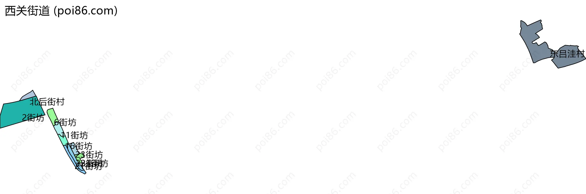 西关街道边界地图(五级行政区划)