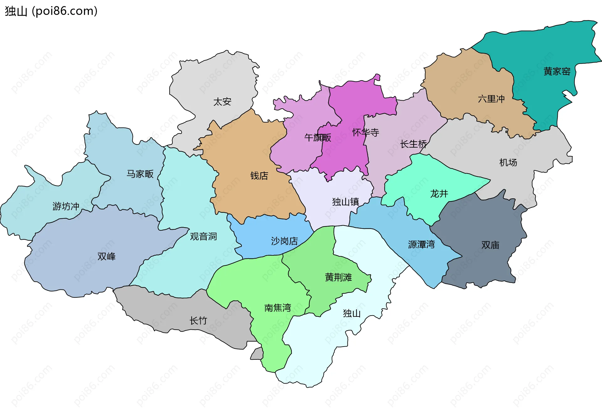 独山边界地图(五级行政区划)