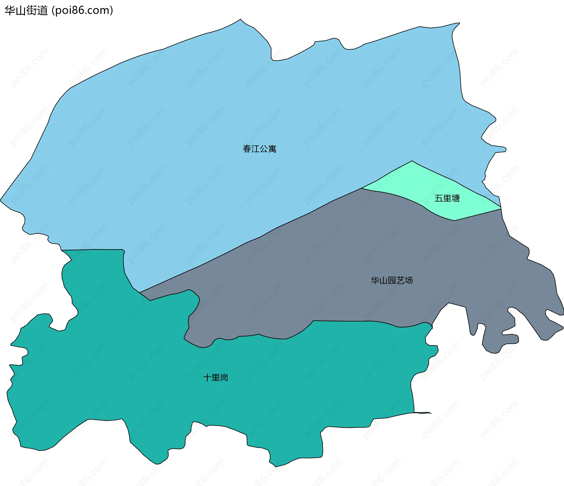 华山街道边界地图(五级行政区划)