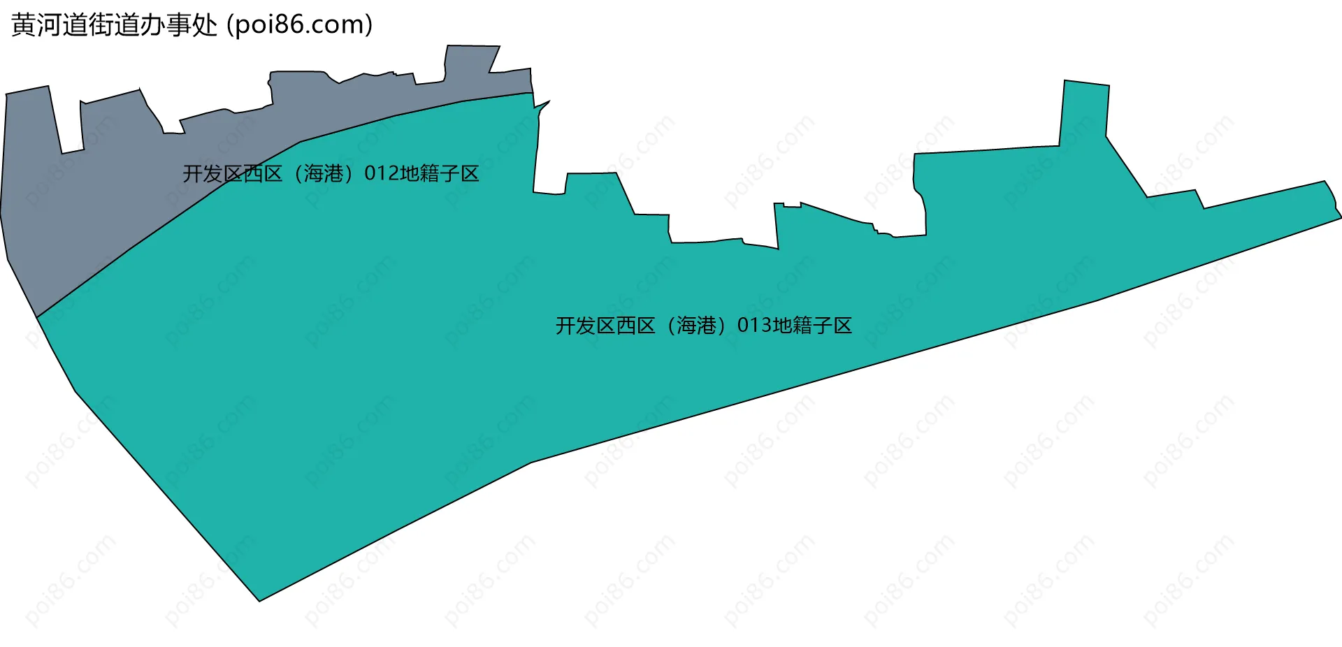 黄河道街道办事处边界地图(五级行政区划)