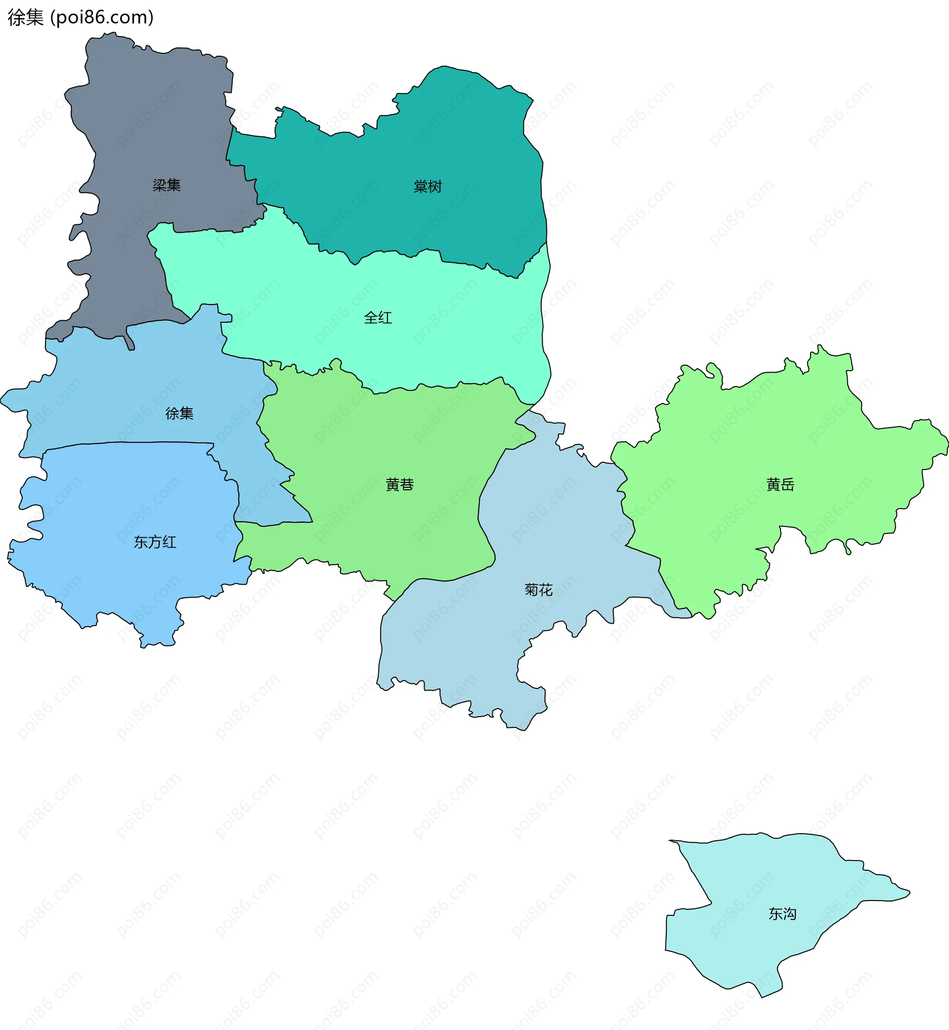 徐集边界地图(五级行政区划)