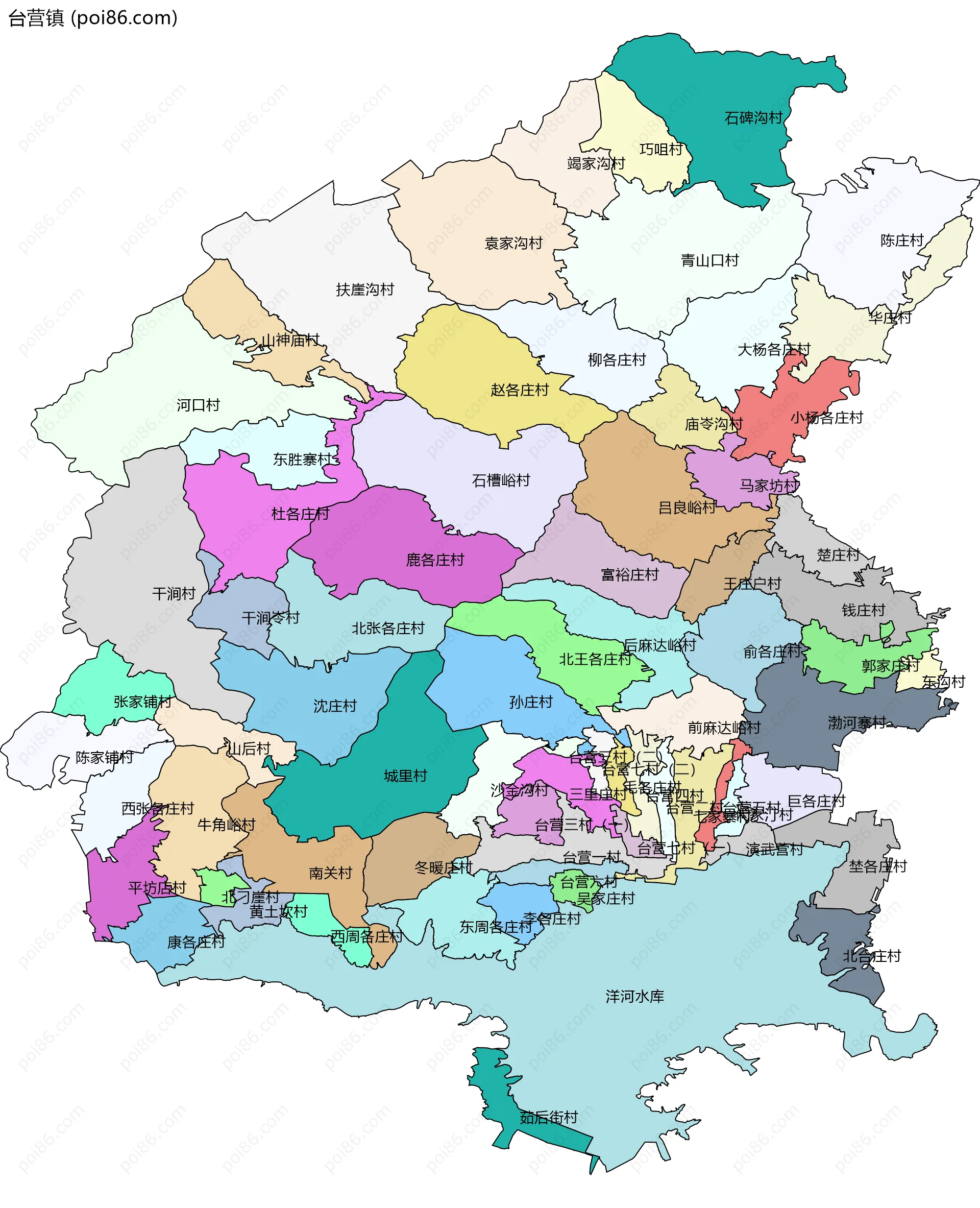 台营镇边界地图(五级行政区划)