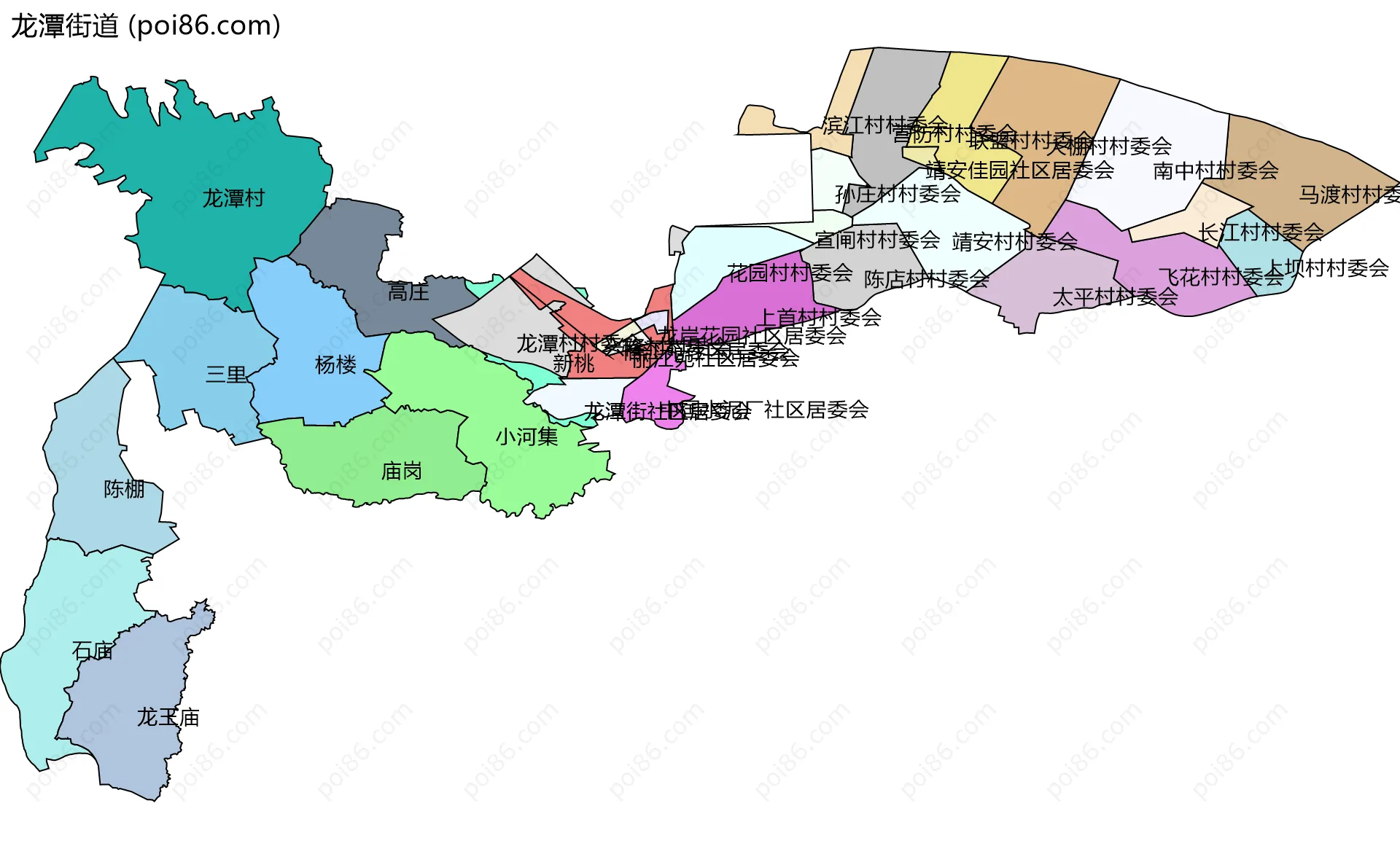 龙潭街道边界地图(五级行政区划)