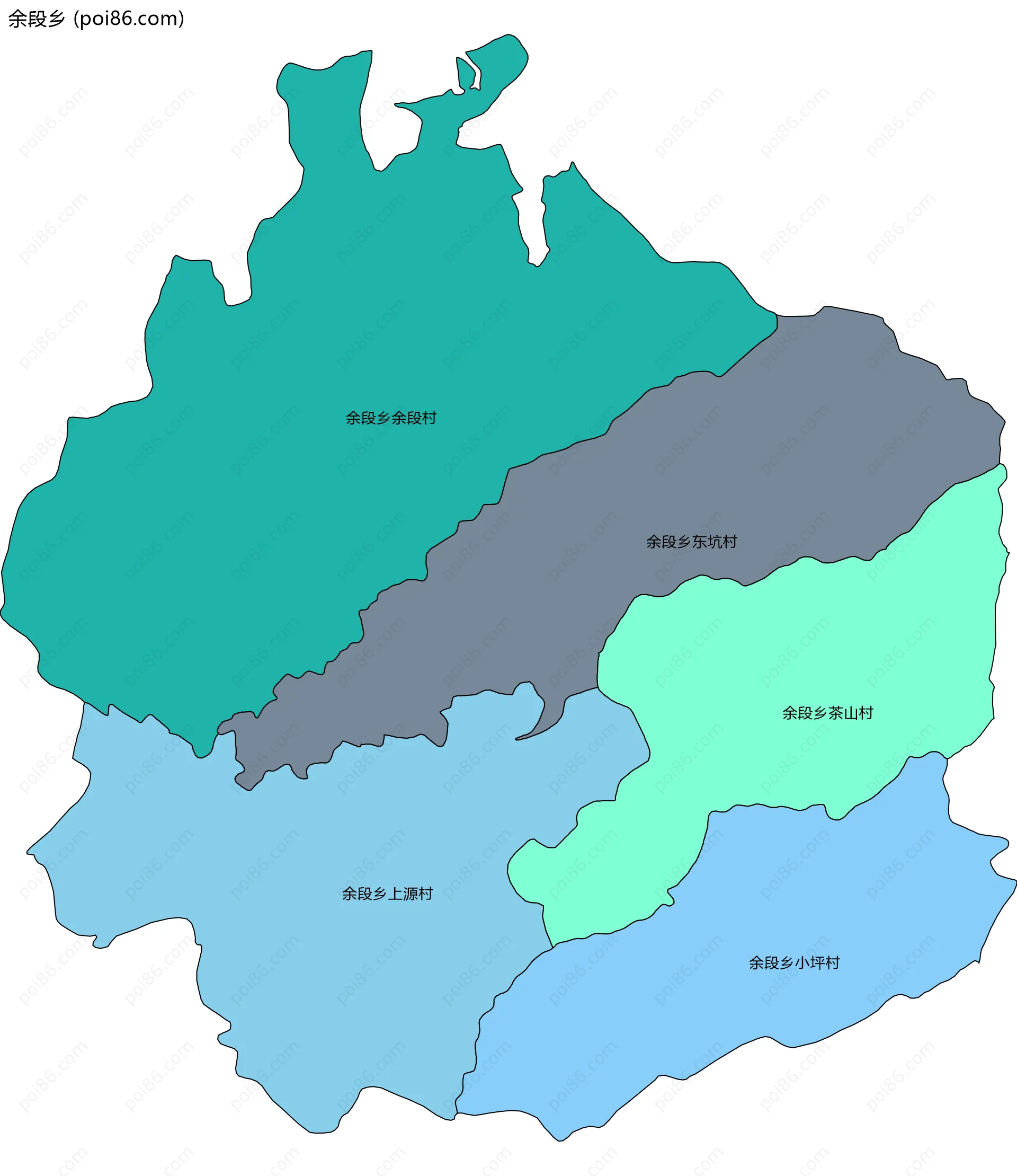 余段乡边界地图(五级行政区划)