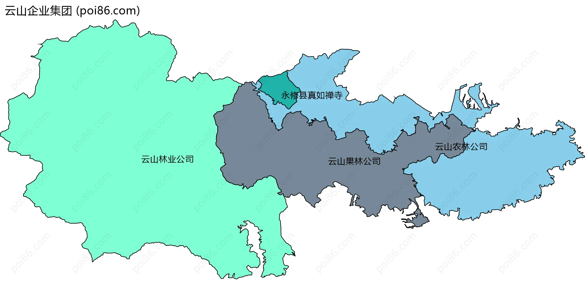 云山企业集团边界地图(五级行政区划)