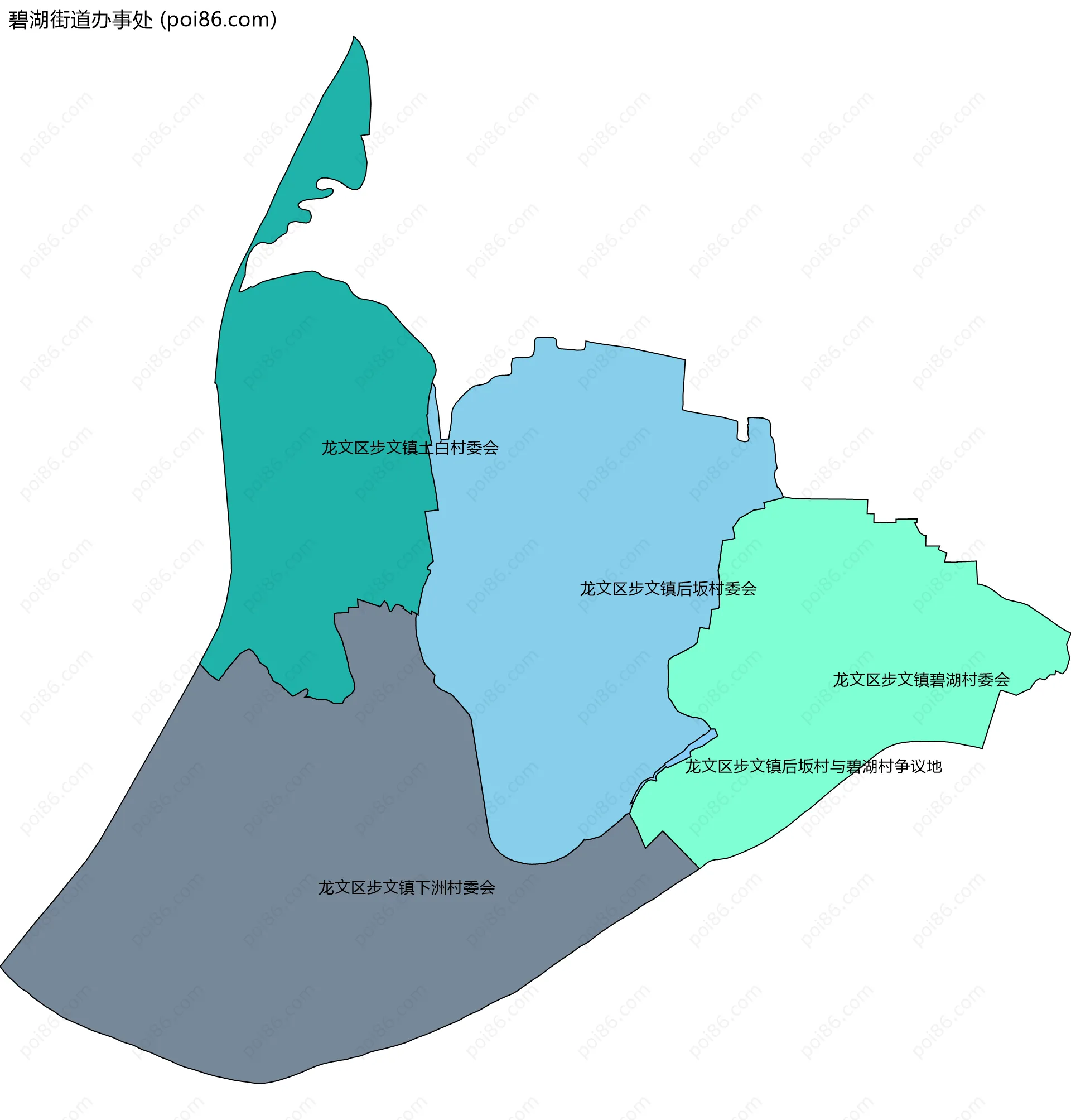 碧湖街道办事处边界地图(五级行政区划)