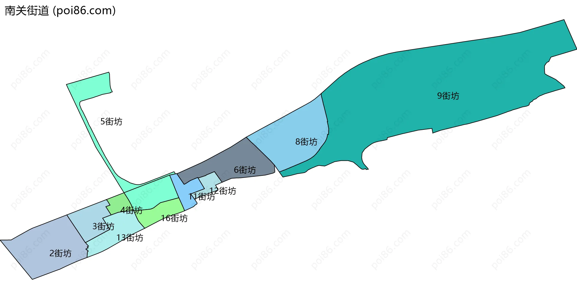 南关街道边界地图(五级行政区划)