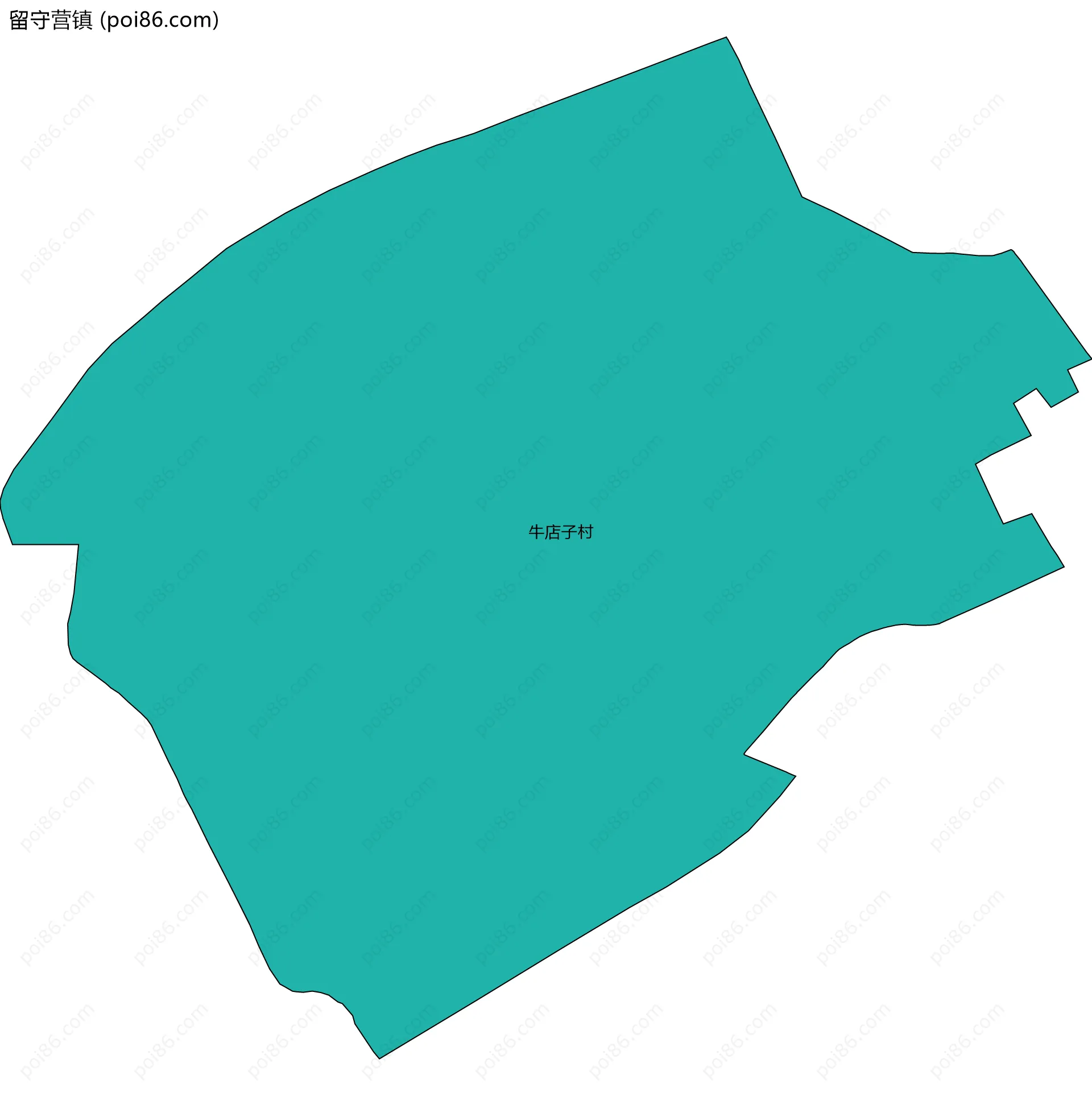 留守营镇边界地图(五级行政区划)