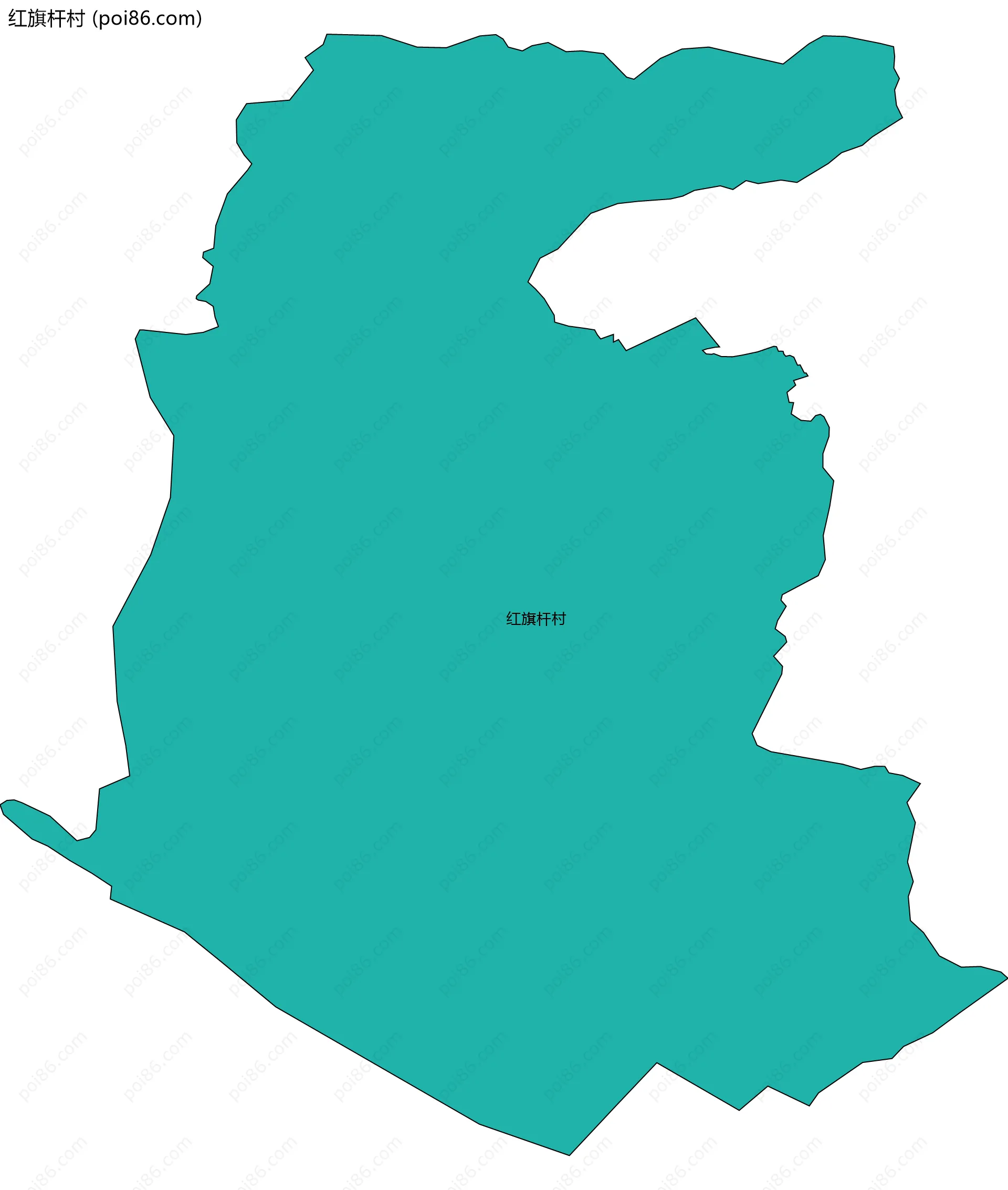 红旗杆村边界地图