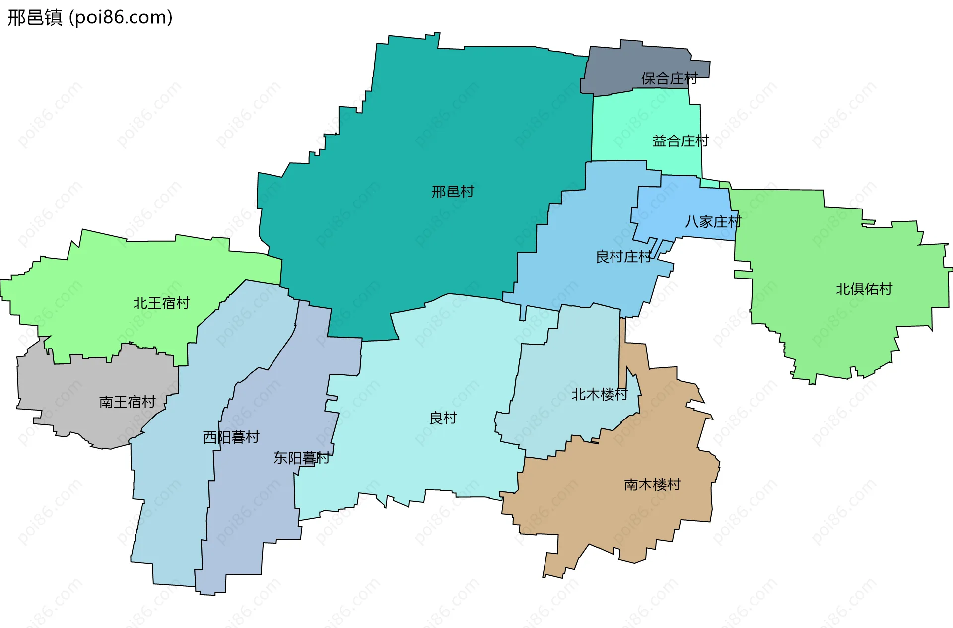 邢邑镇边界地图(五级行政区划)