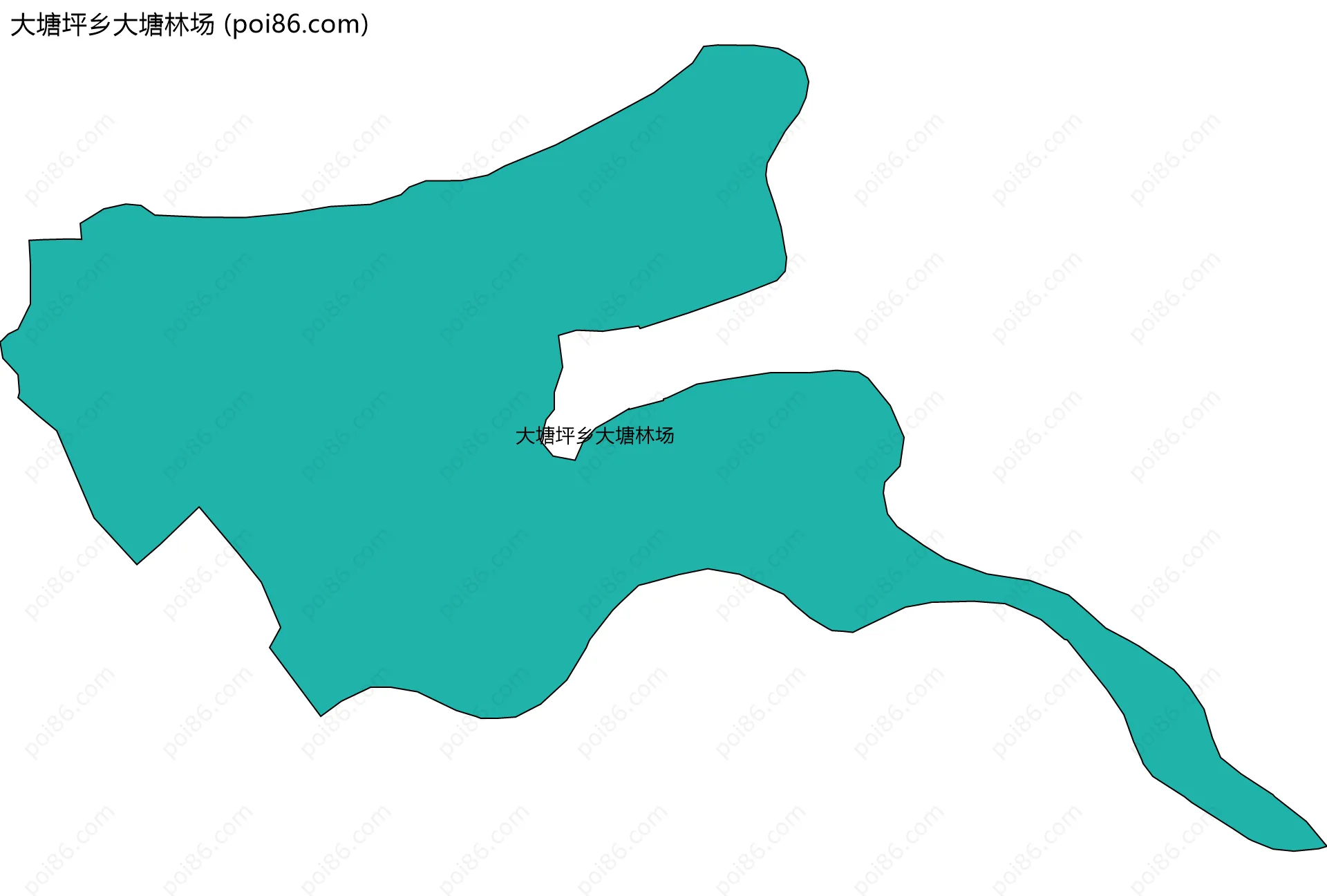 大塘坪乡大塘林场边界地图(五级行政区划)