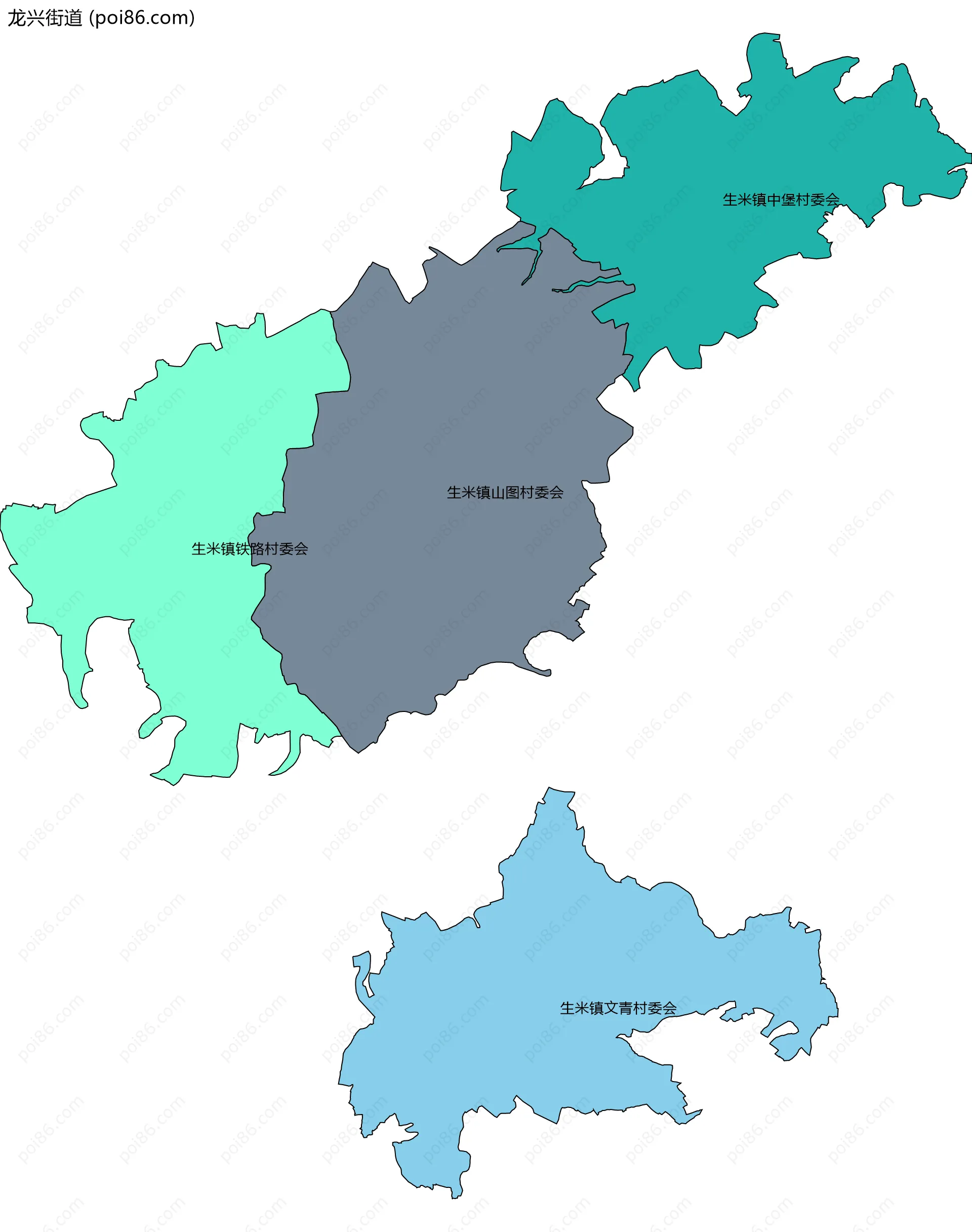 龙兴街道边界地图(五级行政区划)