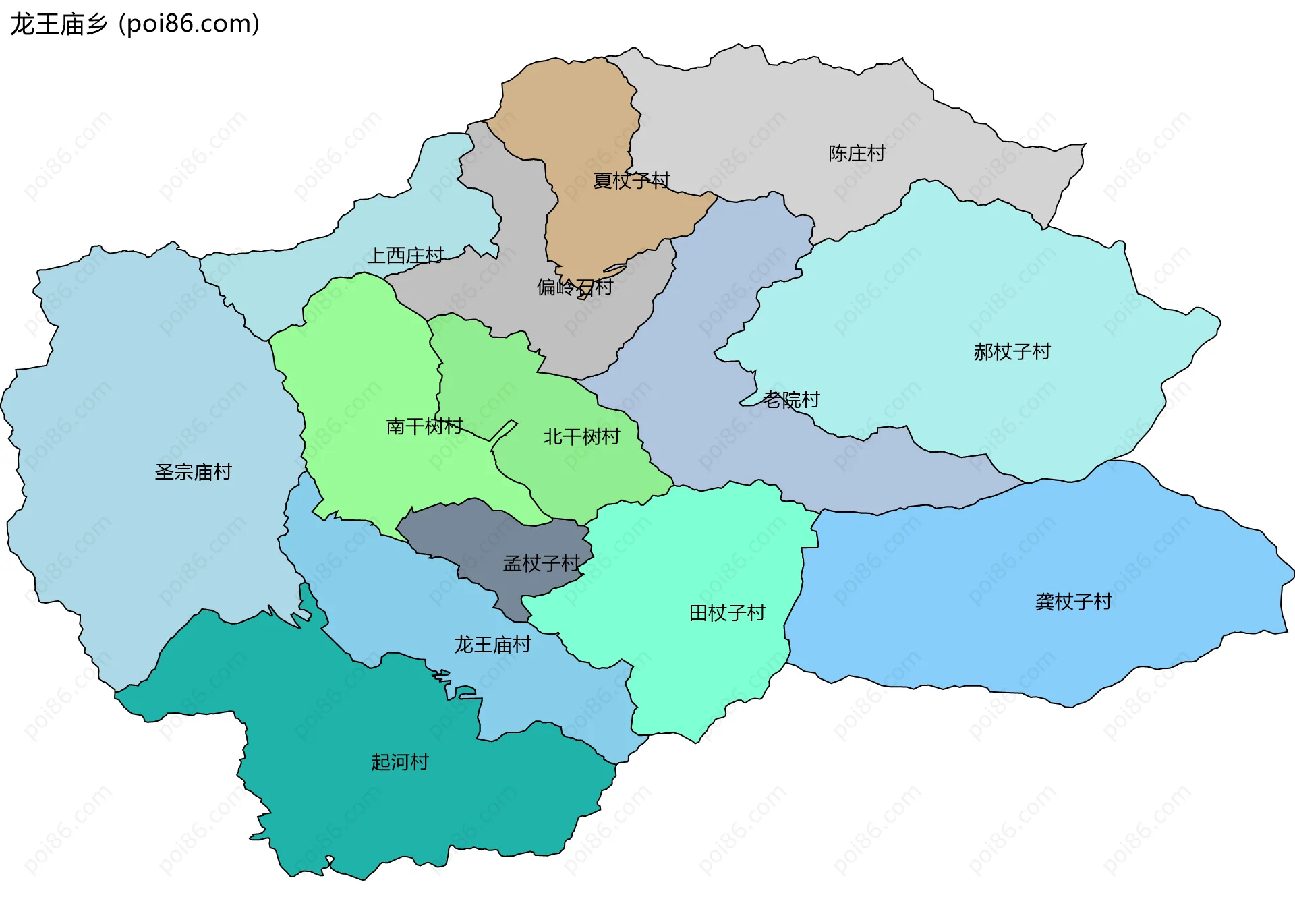 龙王庙乡边界地图(五级行政区划)