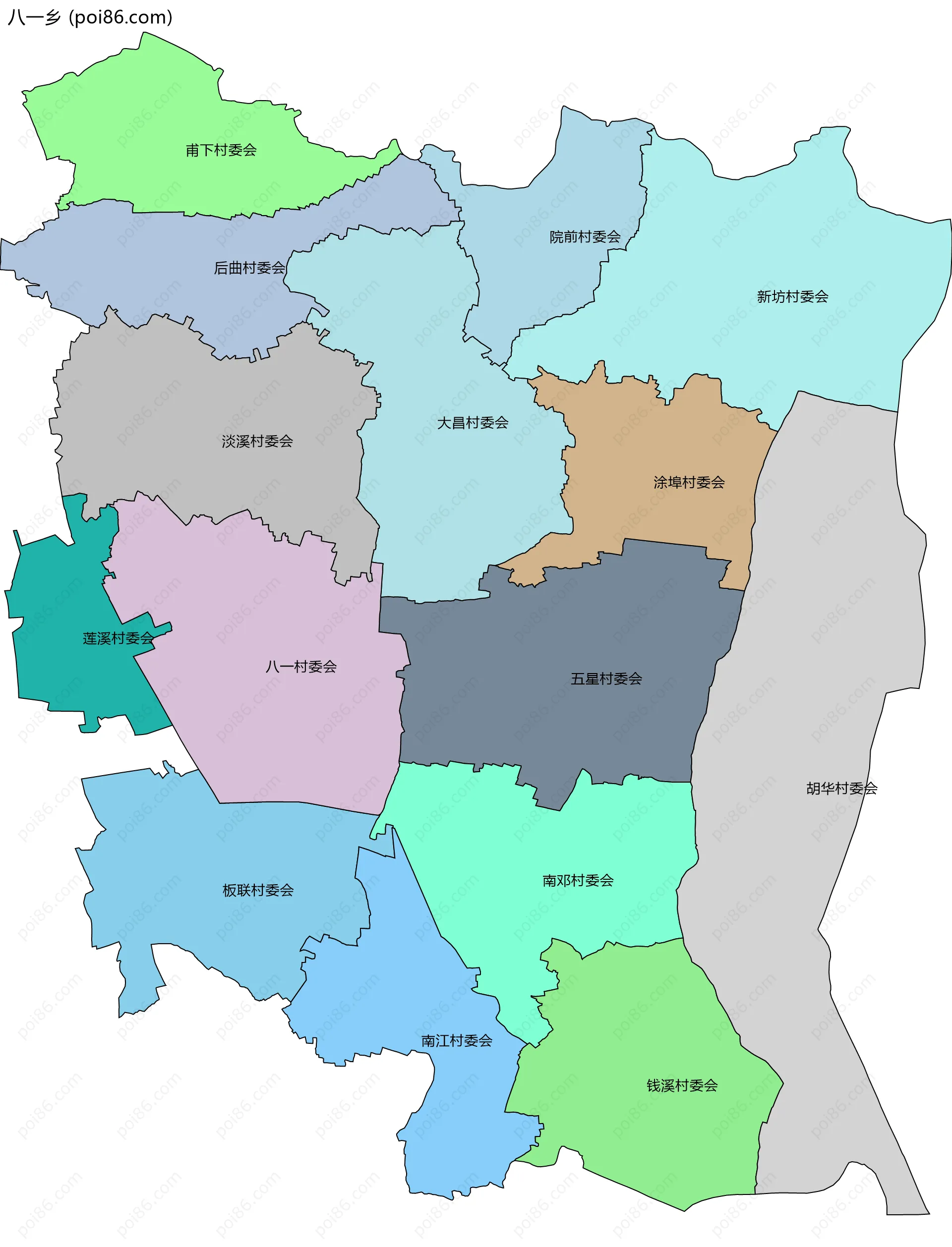 八一乡边界地图(五级行政区划)