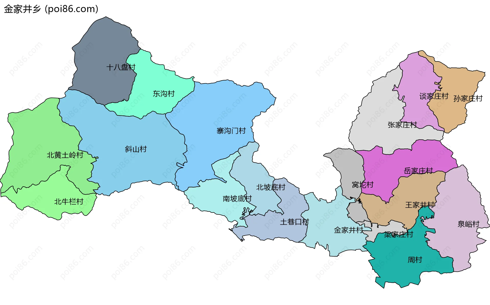 金家井乡边界地图(五级行政区划)