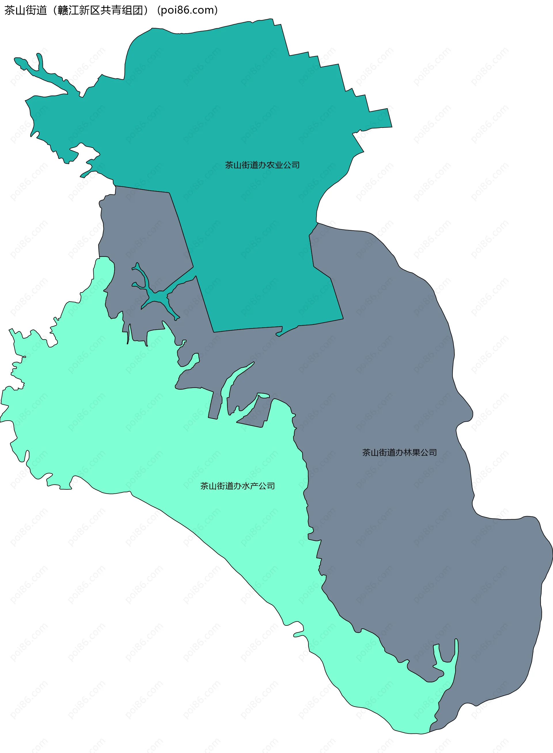 茶山街道（赣江新区共青组团）边界地图(五级行政区划)