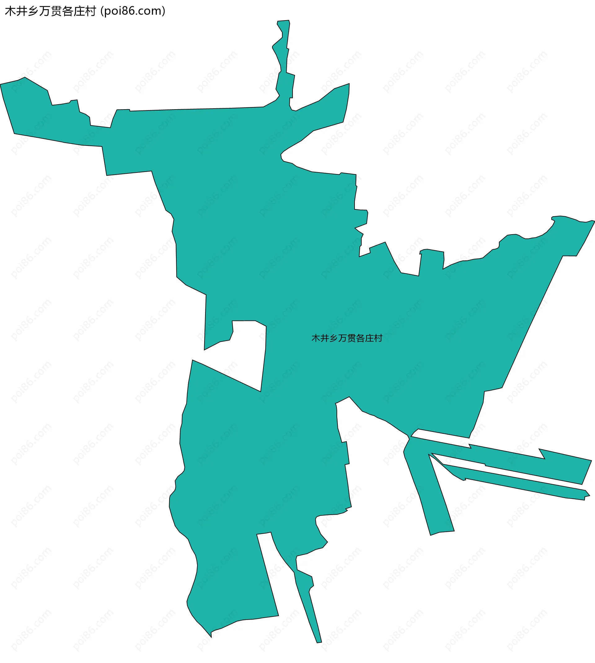 木井乡万贯各庄村边界地图