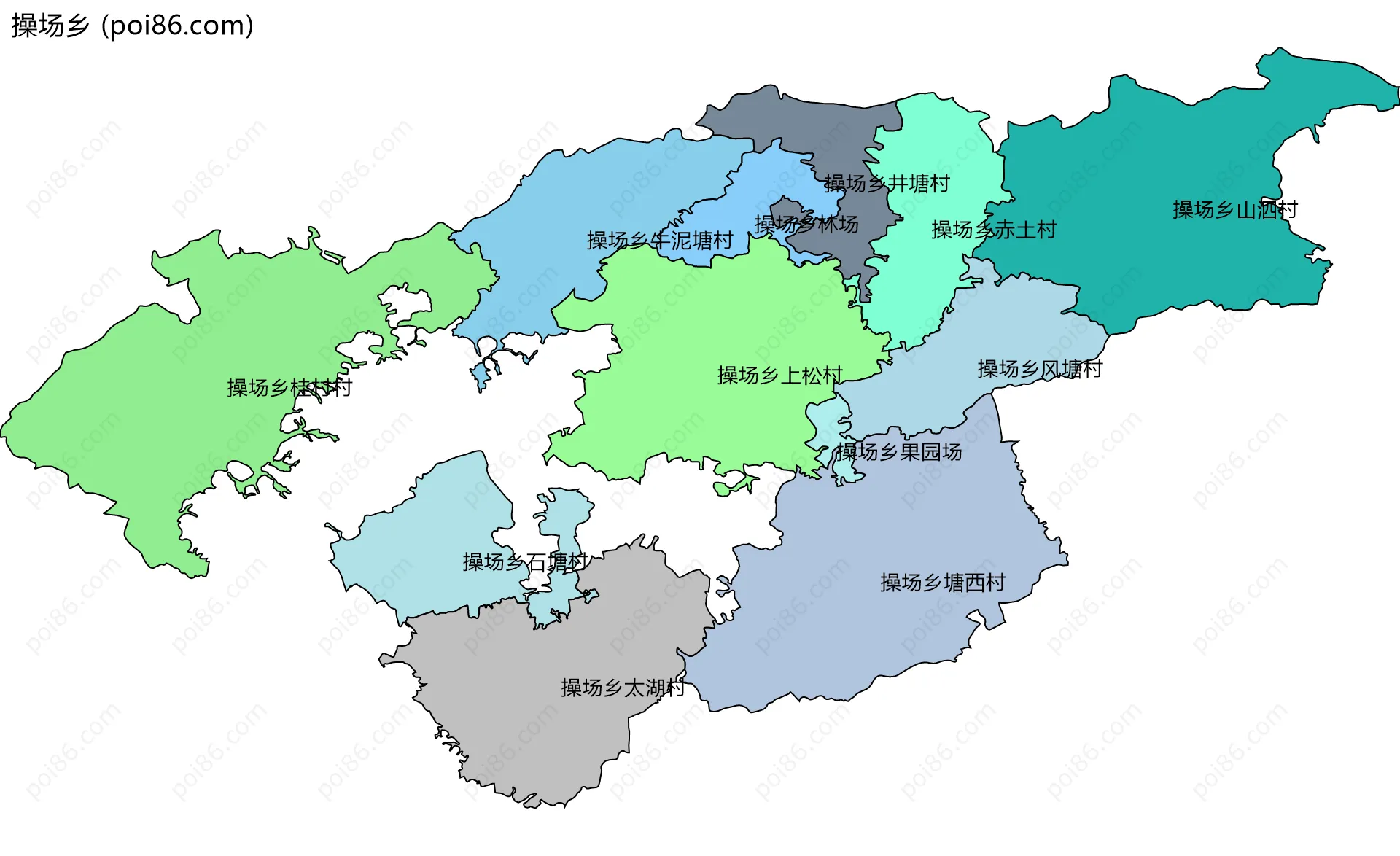 操场乡边界地图(五级行政区划)