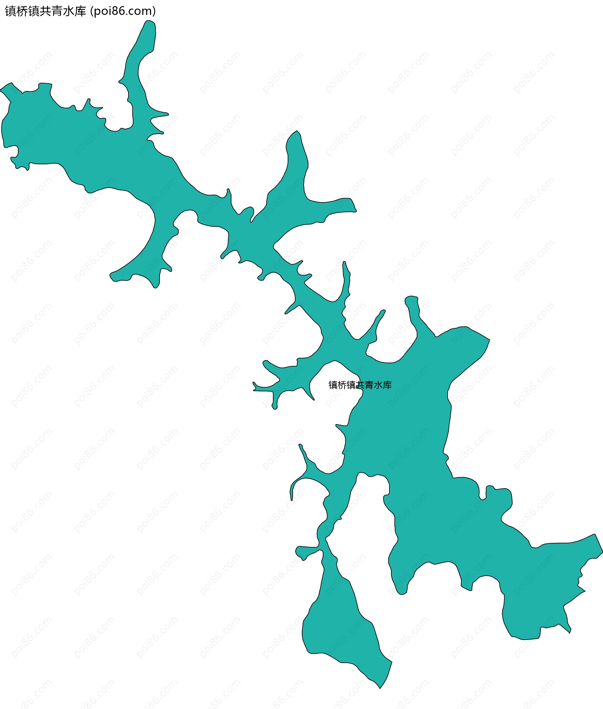 镇桥镇共青水库边界地图