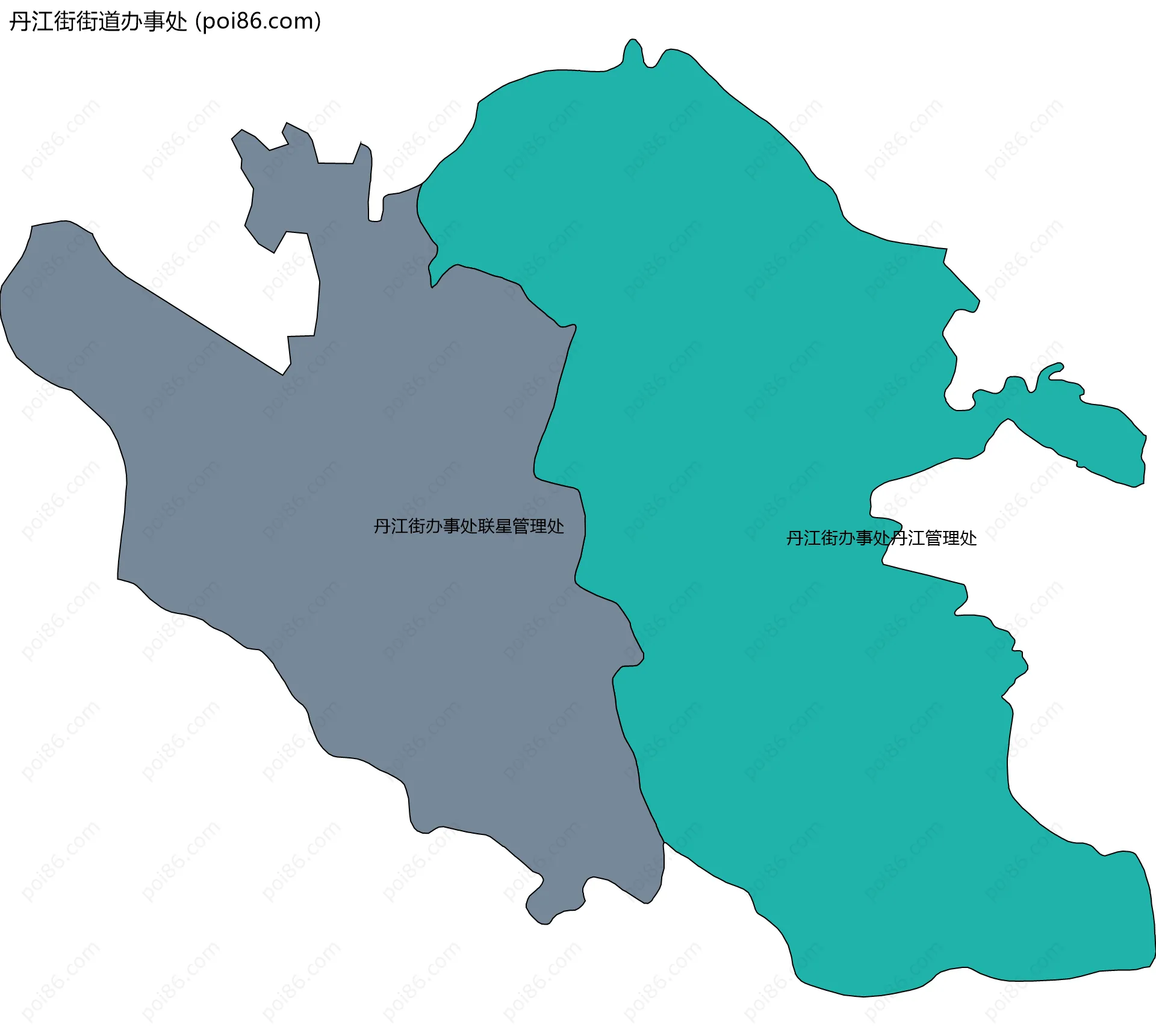 丹江街街道办事处边界地图(五级行政区划)
