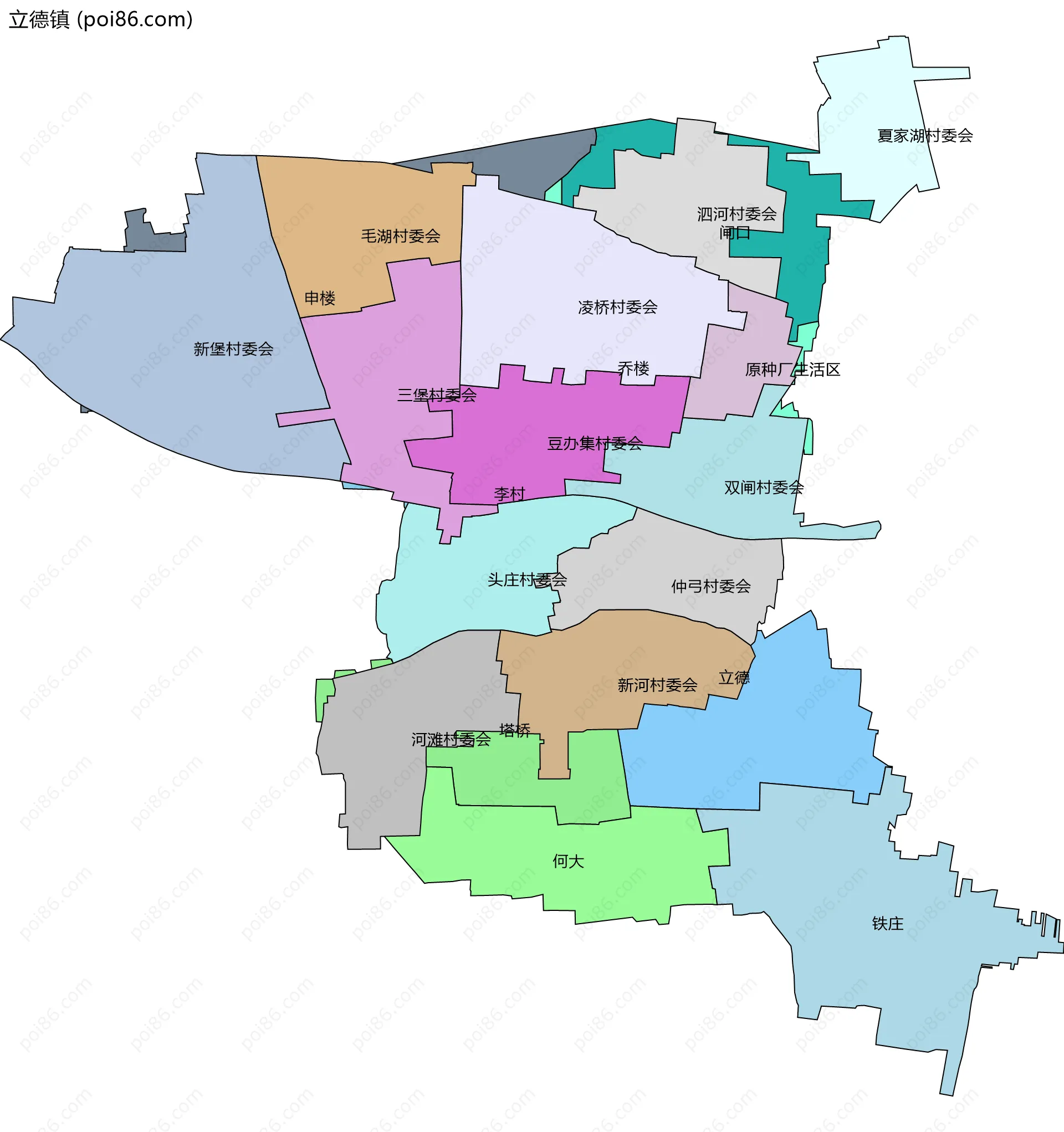 立德镇边界地图(五级行政区划)