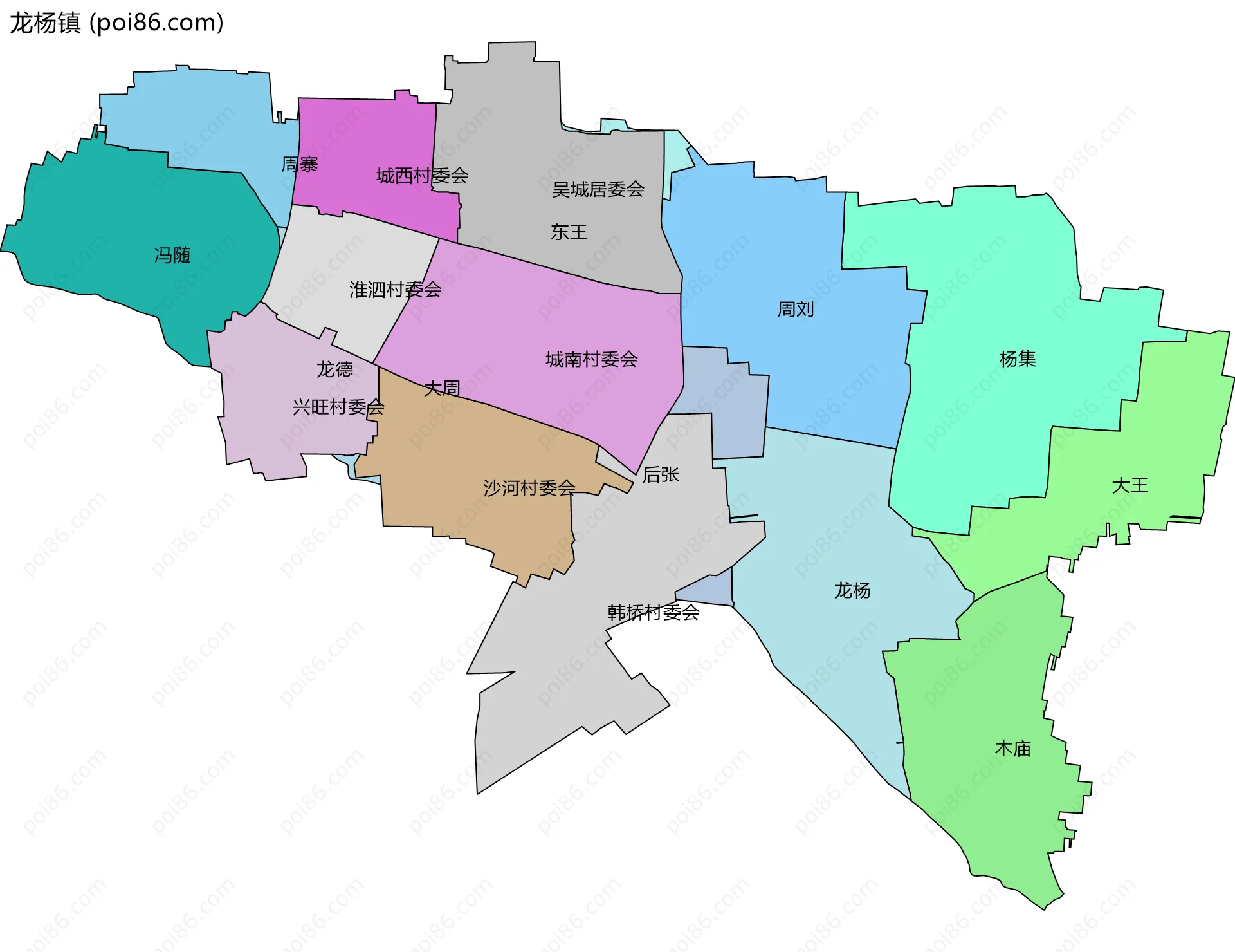 龙杨镇边界地图(五级行政区划)